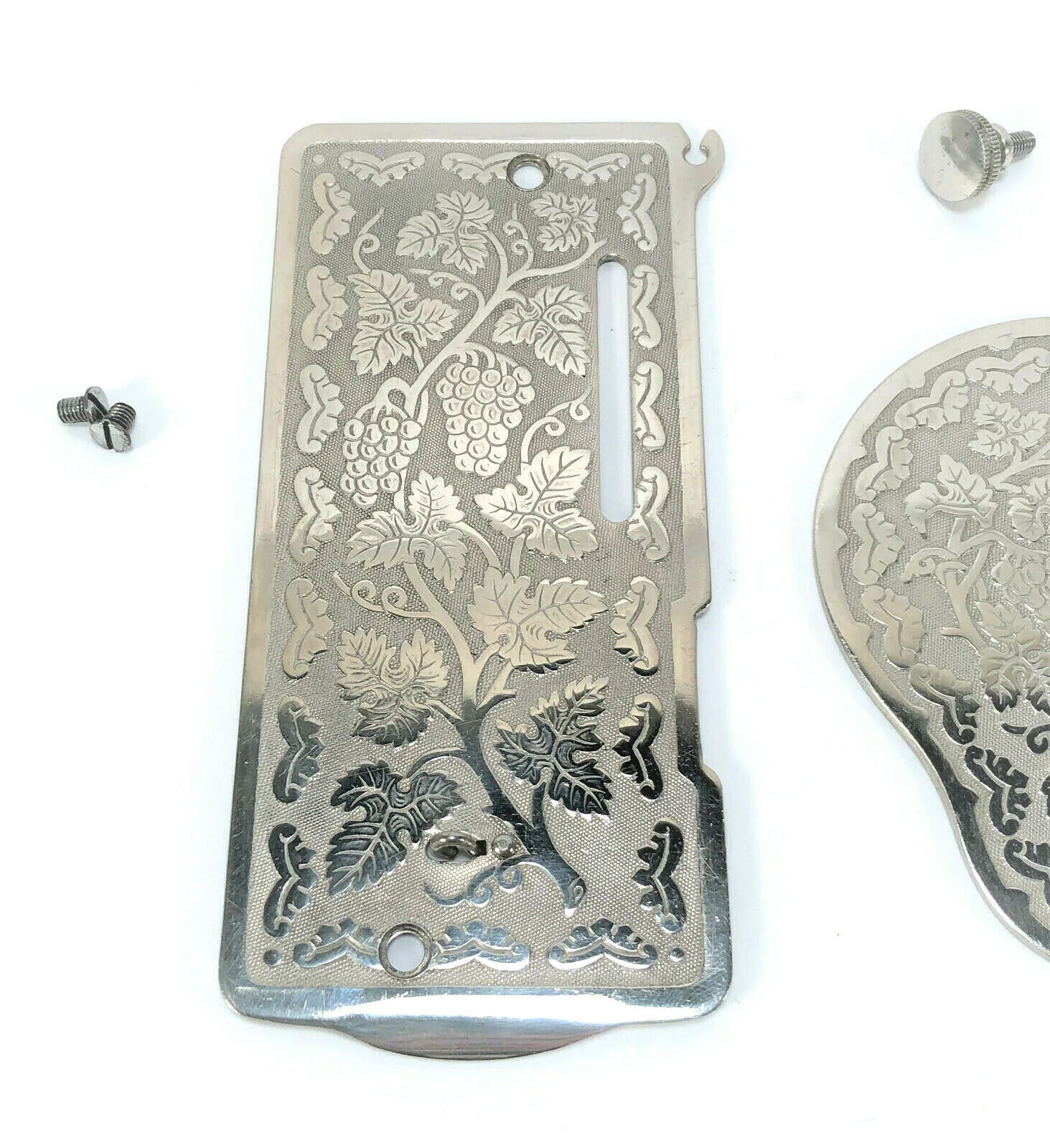 Early Singer 128 Side Face Plate and Rear Cover Plate in Grape Pattern Simanco 8361 8427 - Image 2