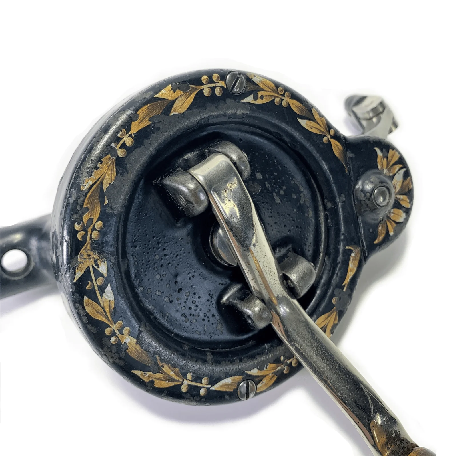Early Singer Sewing Machine Hand Crank Attachment with Olive Decal Original Vintage Simanco - Image 2