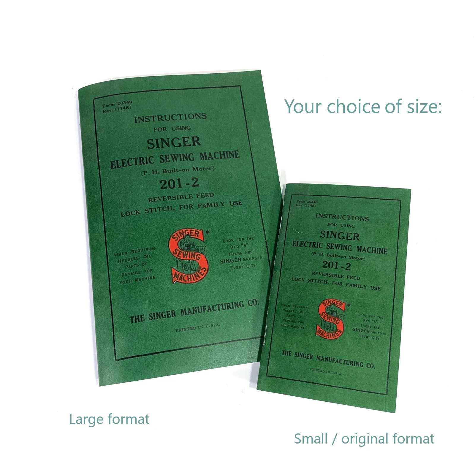 New Singer 201-2 Sewing Machine Instruction Manual Original or Large Format Available - Image 2