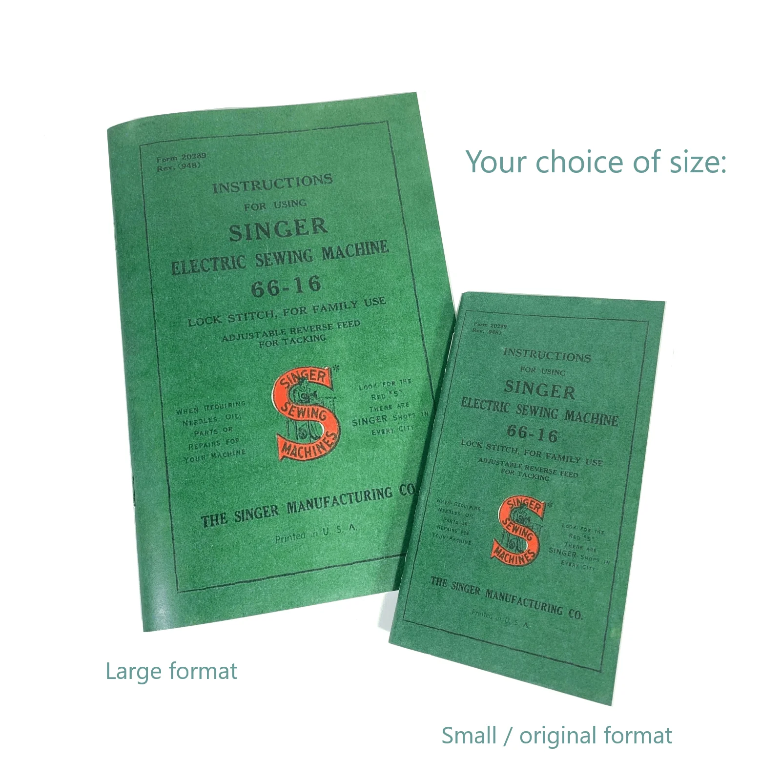 New Singer 66-16 Sewing Machine Instruction Manual Original or Large Format Available - Image 2
