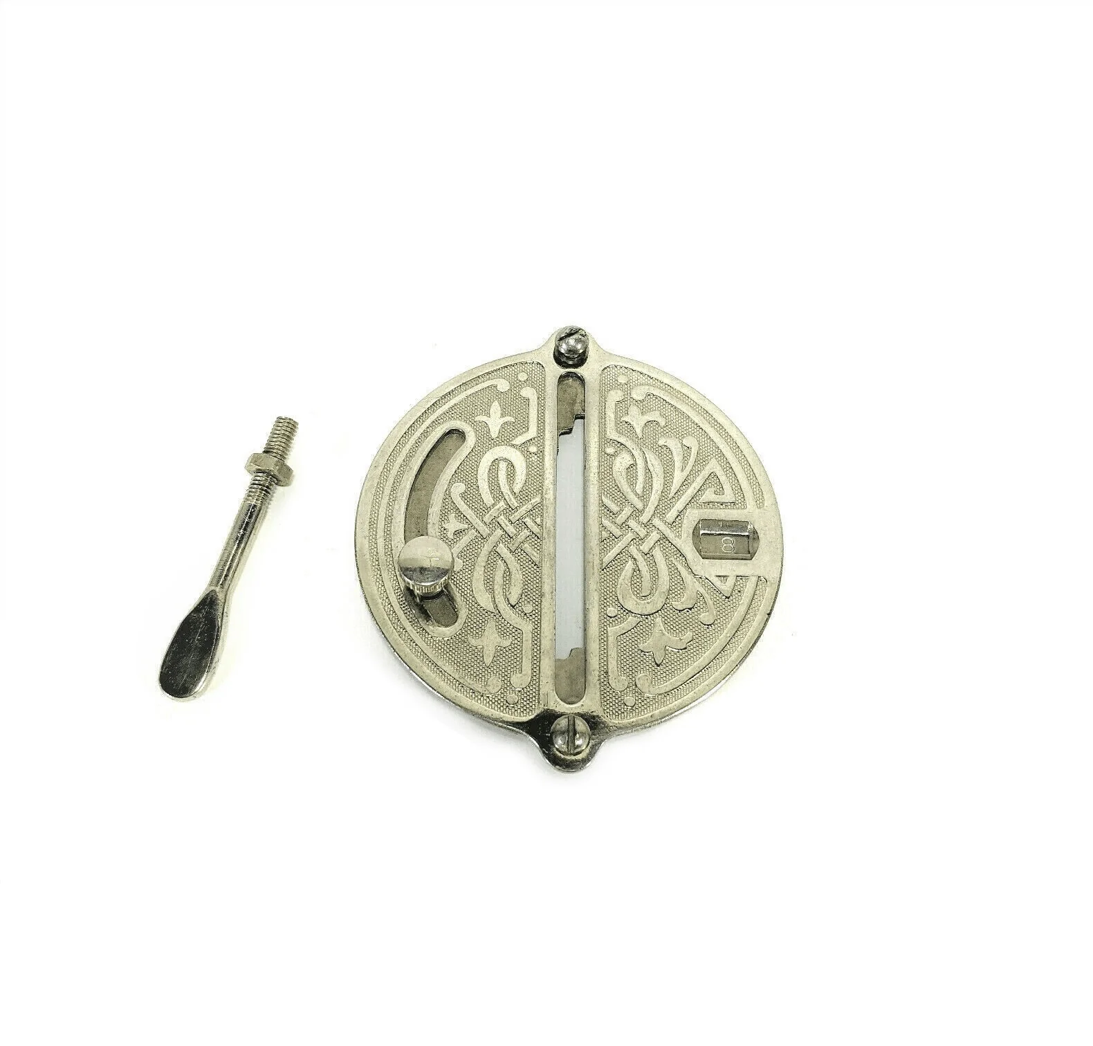 Rare 1932 Singer 15-91 Sewing Machine Scrolled Nickel Stitch Length Regulator Indicator Plate - Image 2