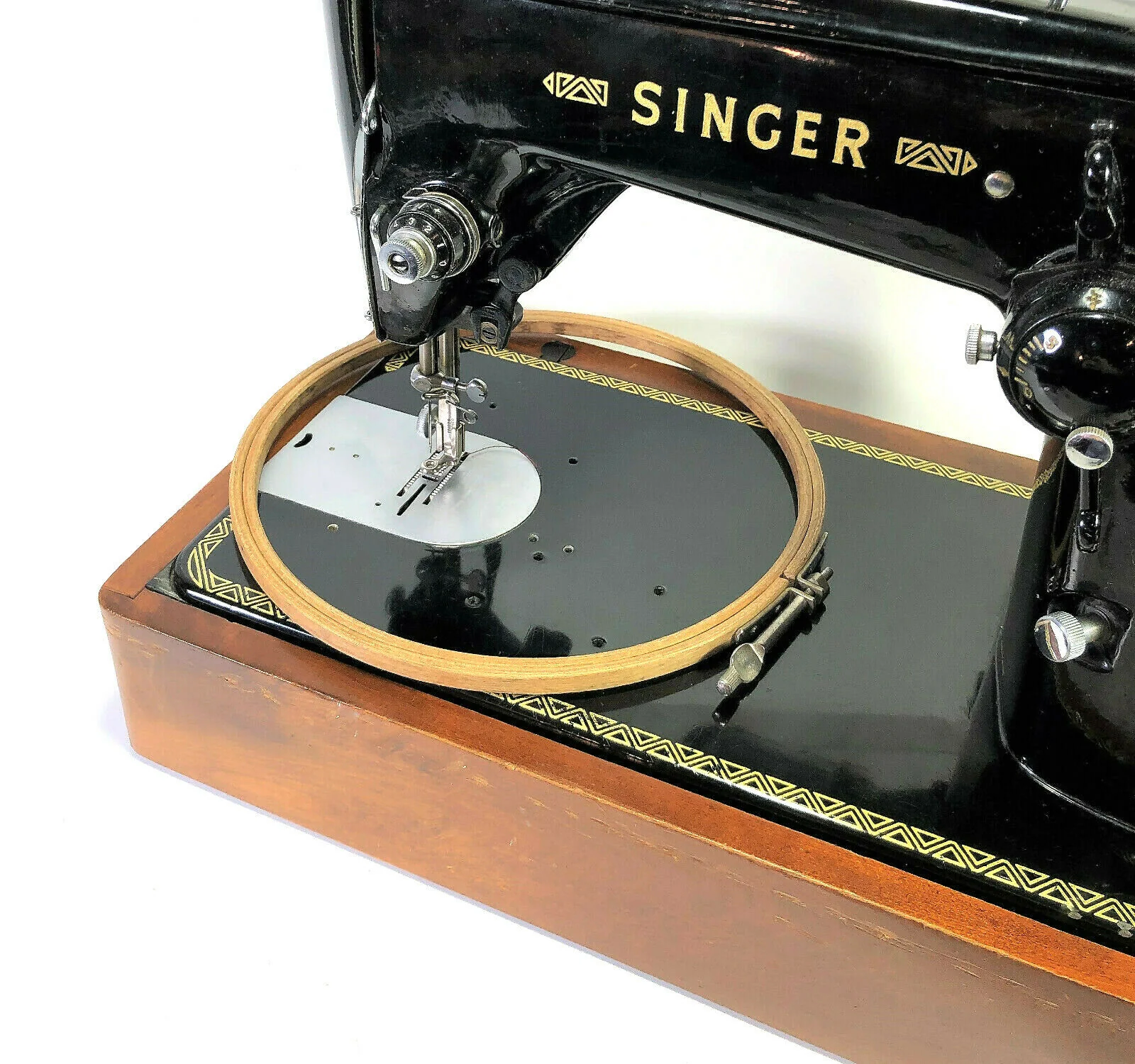 Rare Singer Sewing Machine 8" Wooden Birch Embroidery Darning Hoop Simanco 96426 - Image 5
