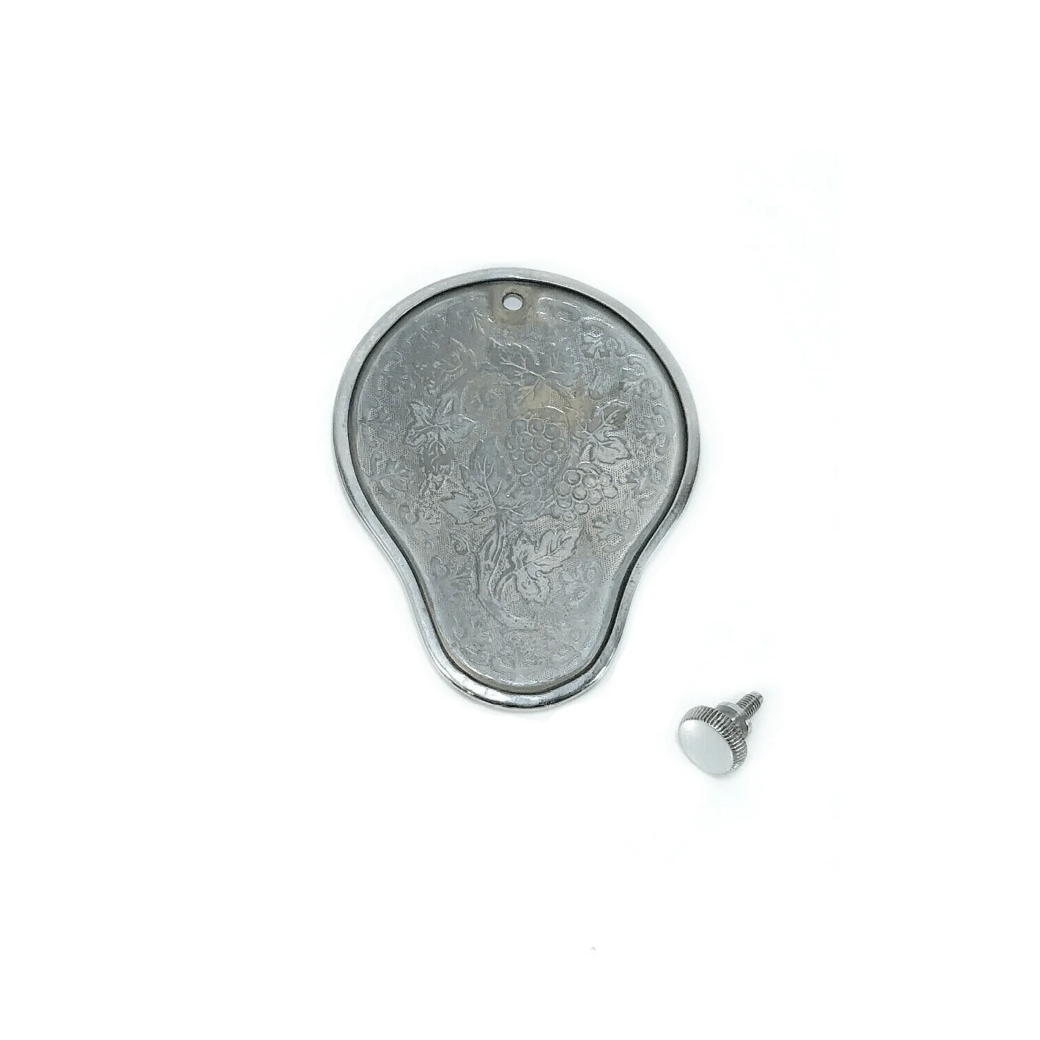 Singer 128 Sewing Machine Rear Convex Cover Plate w Grape Pattern Simanco 54525 Chrome - Image 2