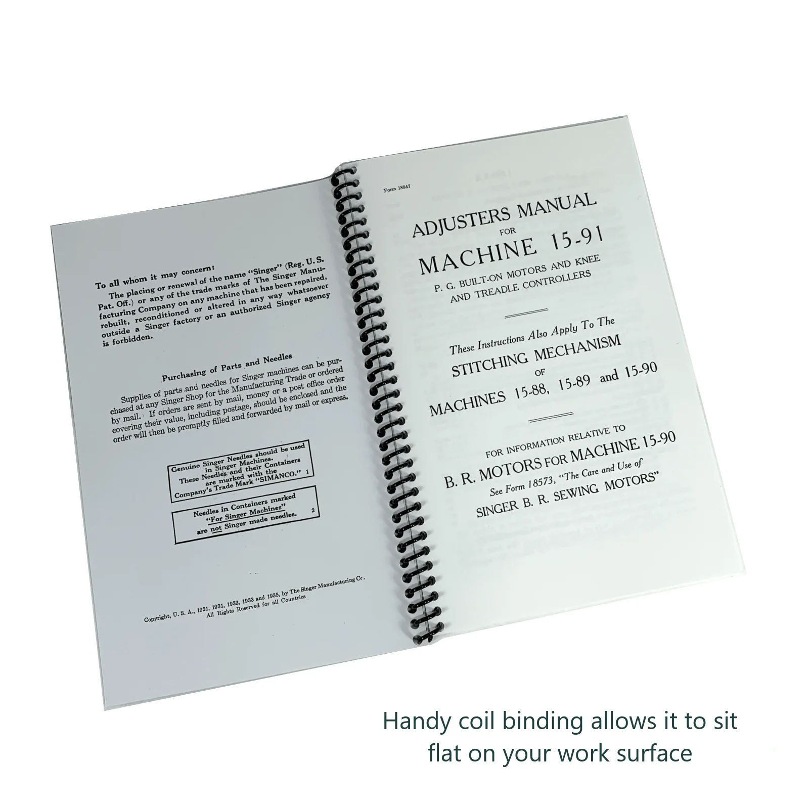 Singer 15-90 15-91 Sewing Machine Adjusters Service Repair Manual Coil Bound NEW - Image 2