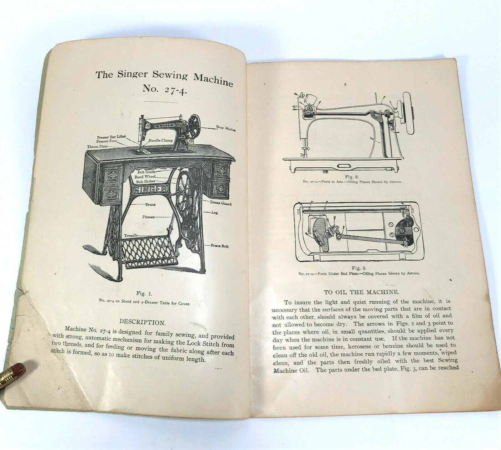 Singer 27-4 Treadle Sewing Machine Instruction Manual Original 1903 - Image 4