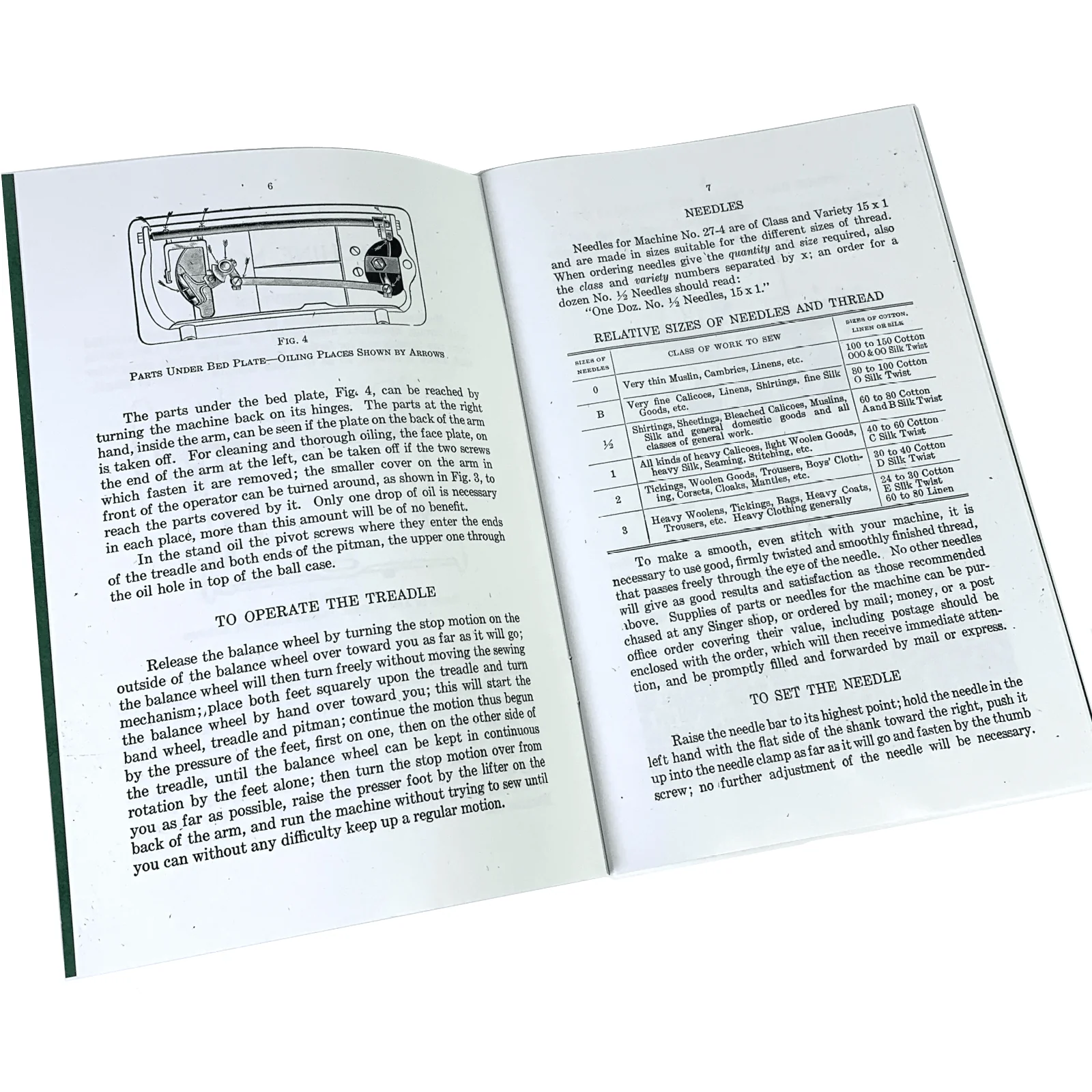 Singer 27 Treadle Sewing Machine Instruction Manual New Reproduction - Image 4