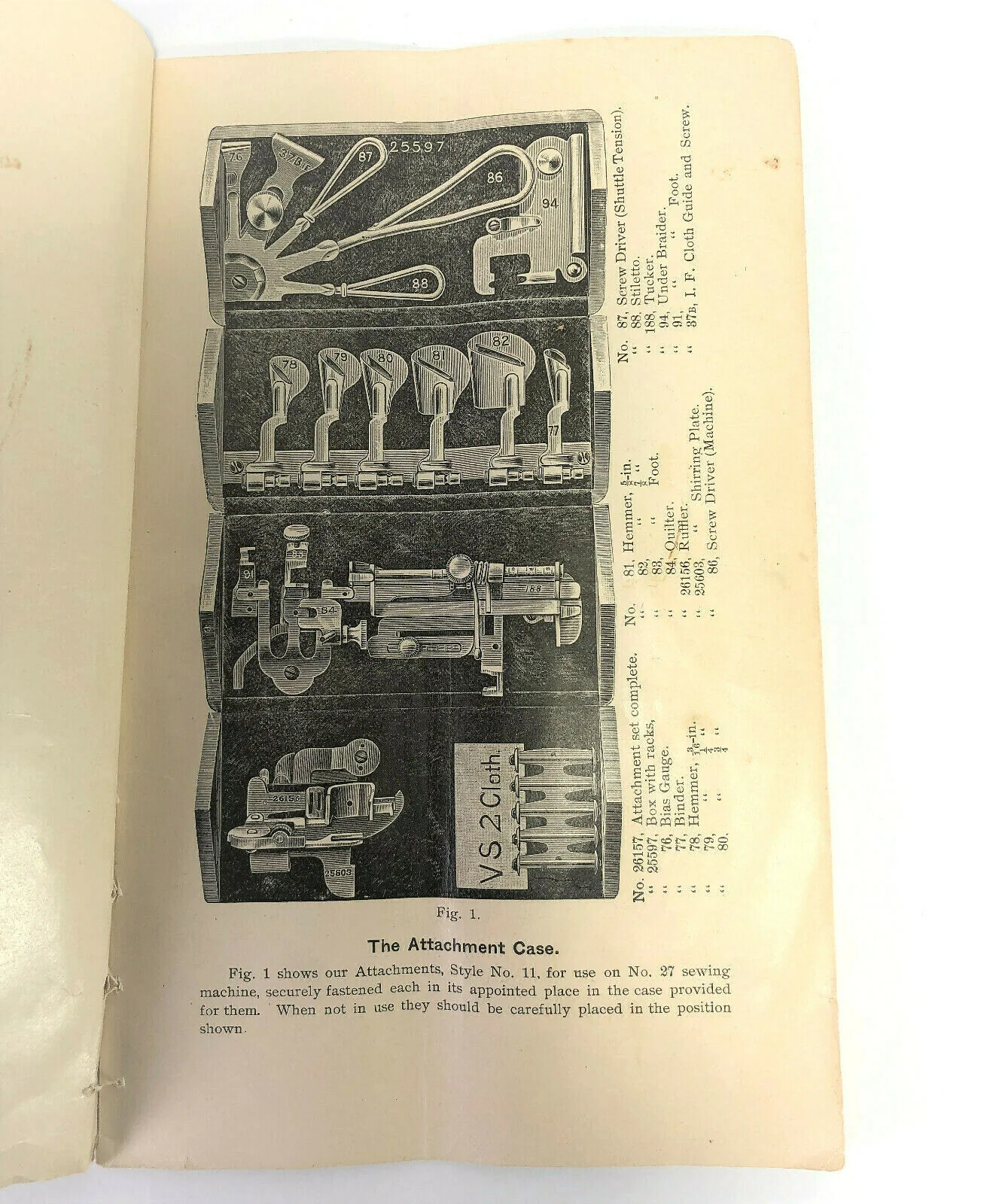 Singer 27 Sewing Machine Attachment Style No 11 Instruction Manual 1898 Vintage Original - Image 3
