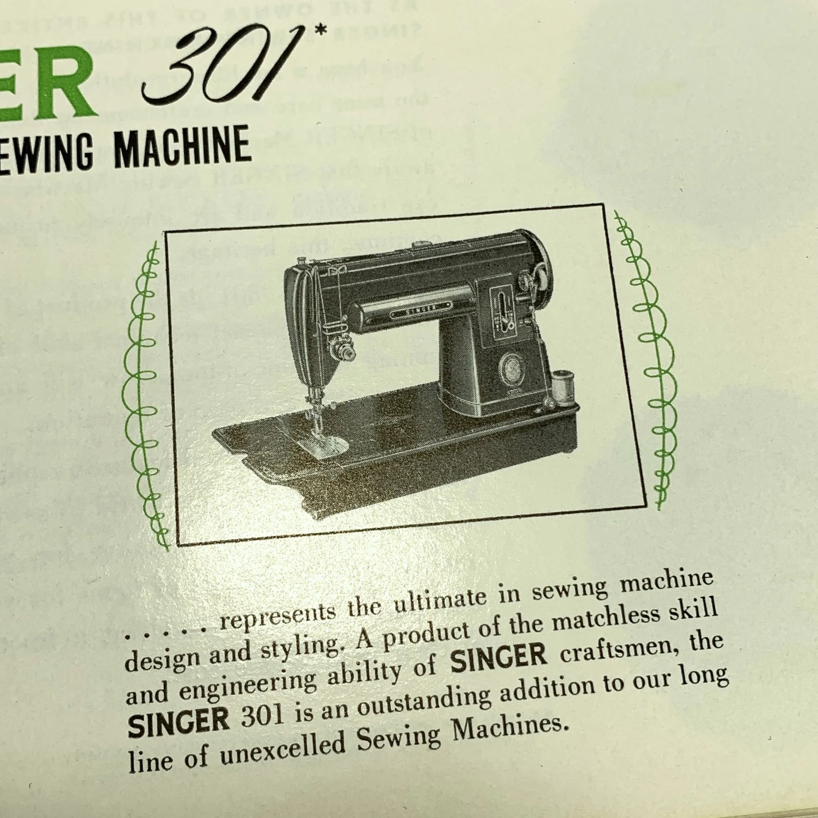 Singer 301 301A Sewing Machine Instruction Manual Vintage Original 1956 - Image 2