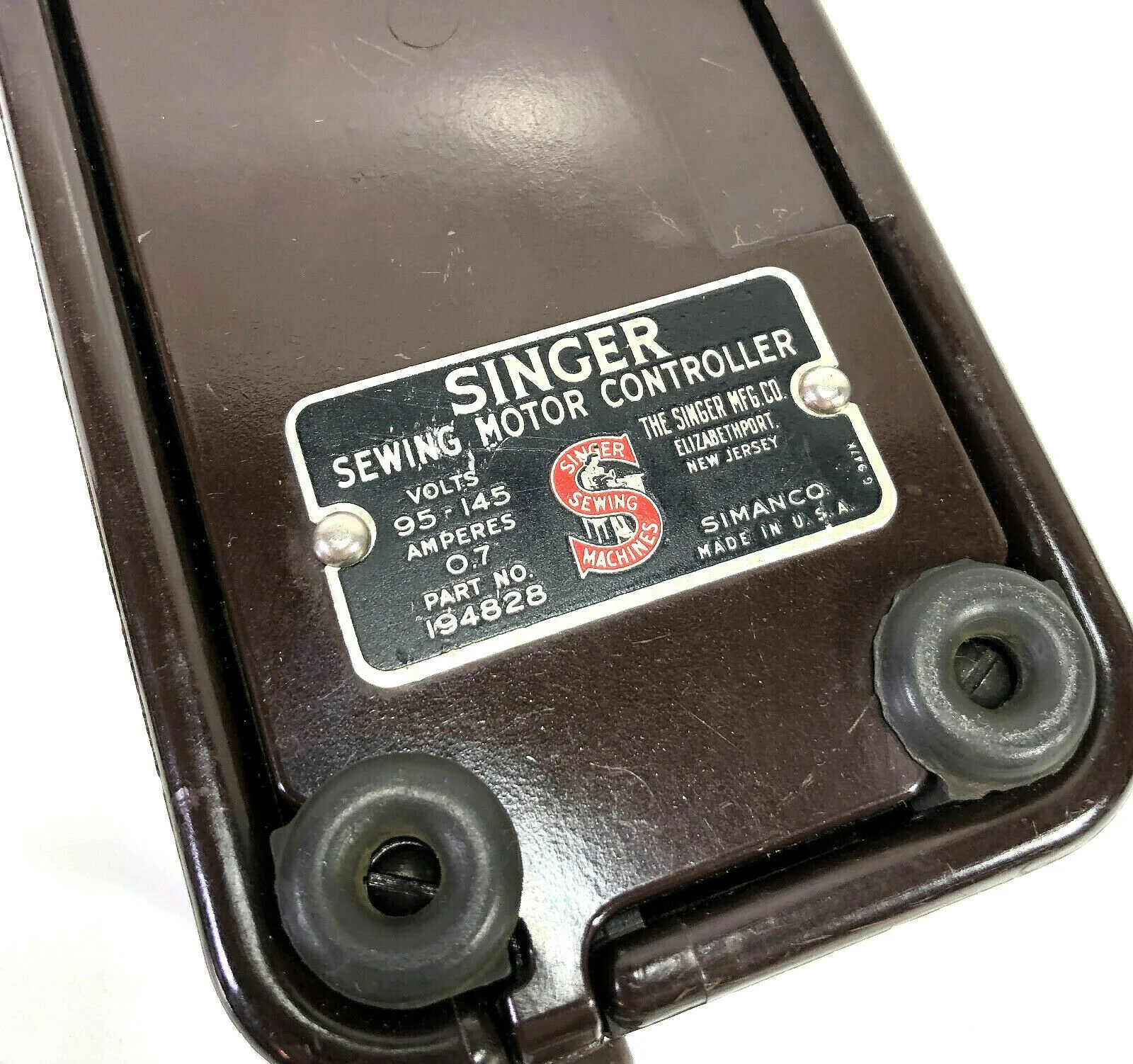 Singer 301 401 403 404 Sewing Machine Bakelite Foot Pedal Speed Control Simanco 194828 - Image 4
