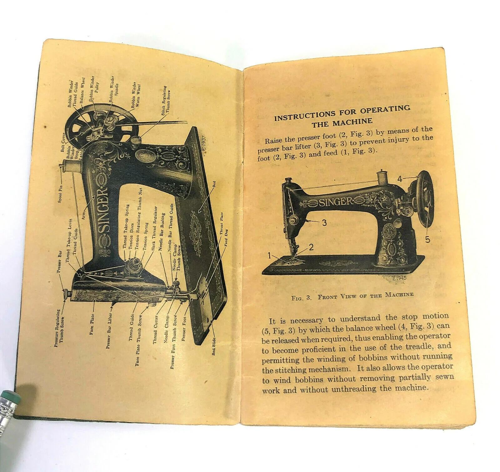Singer 66-1 Red Eye Treadle Sewing Machine Instruction Manual Vintage Original 1915 - Image 3