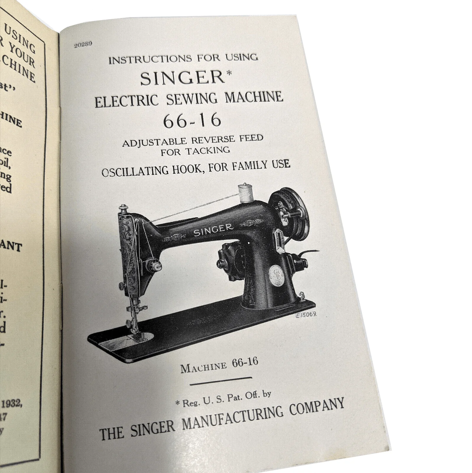 Singer 66-16 Sewing Machine Instruction Manual Vintage Original 1950 - Image 2