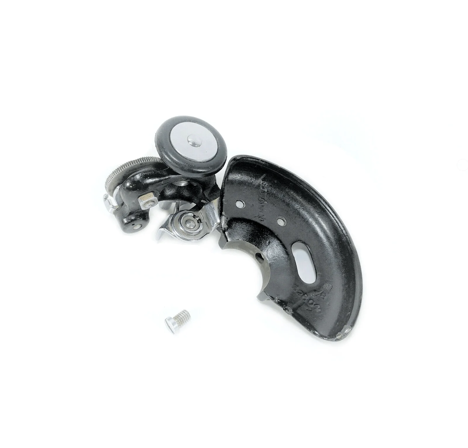 Singer 66 99 Sewing Machine Bobbin Winder Belt Guard Assembly w Filigree Decal for Spoked Wheel CR - Image 3