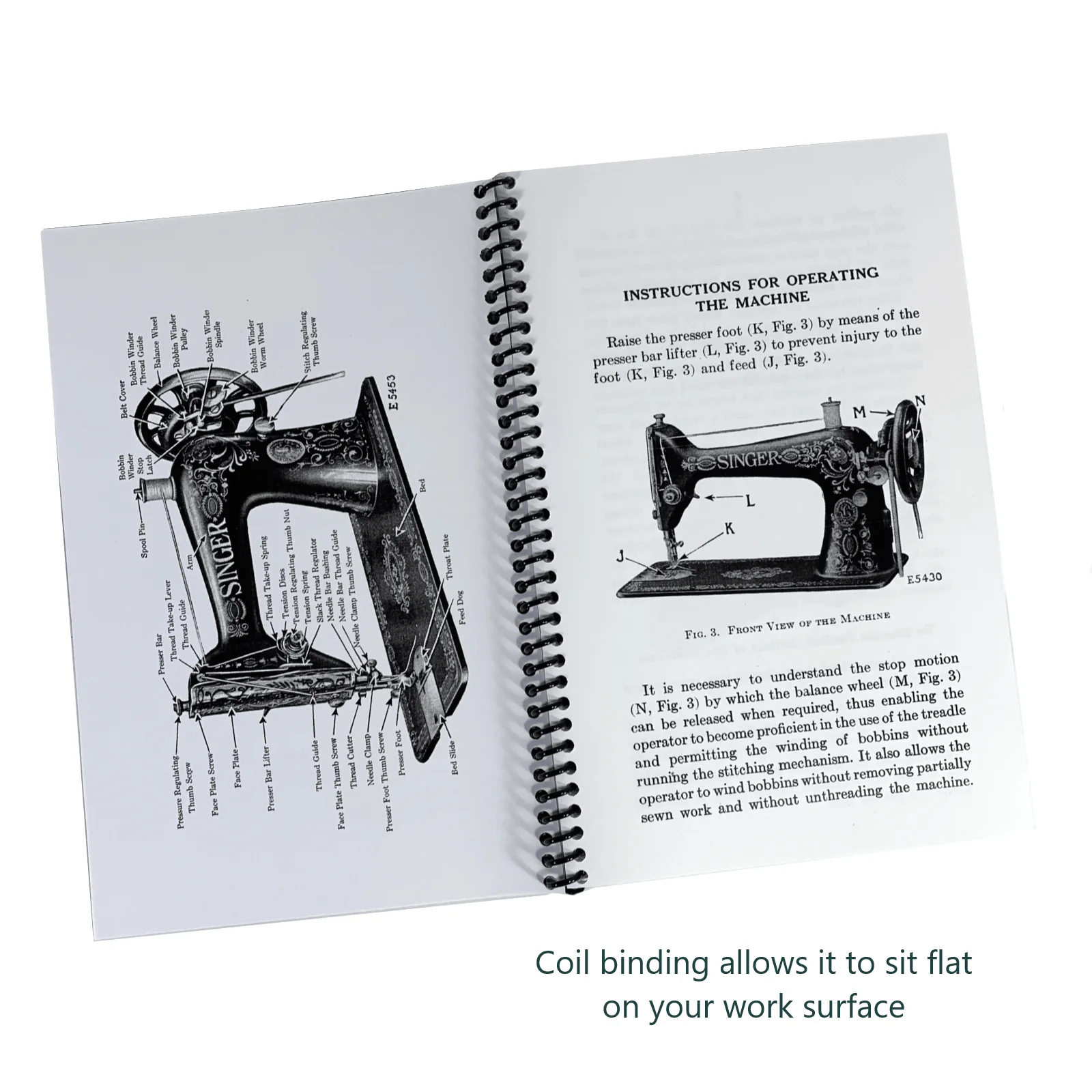 Singer 66 Red Eye Treadle Sewing Machine Instruction Manual Coil Bound - Image 3