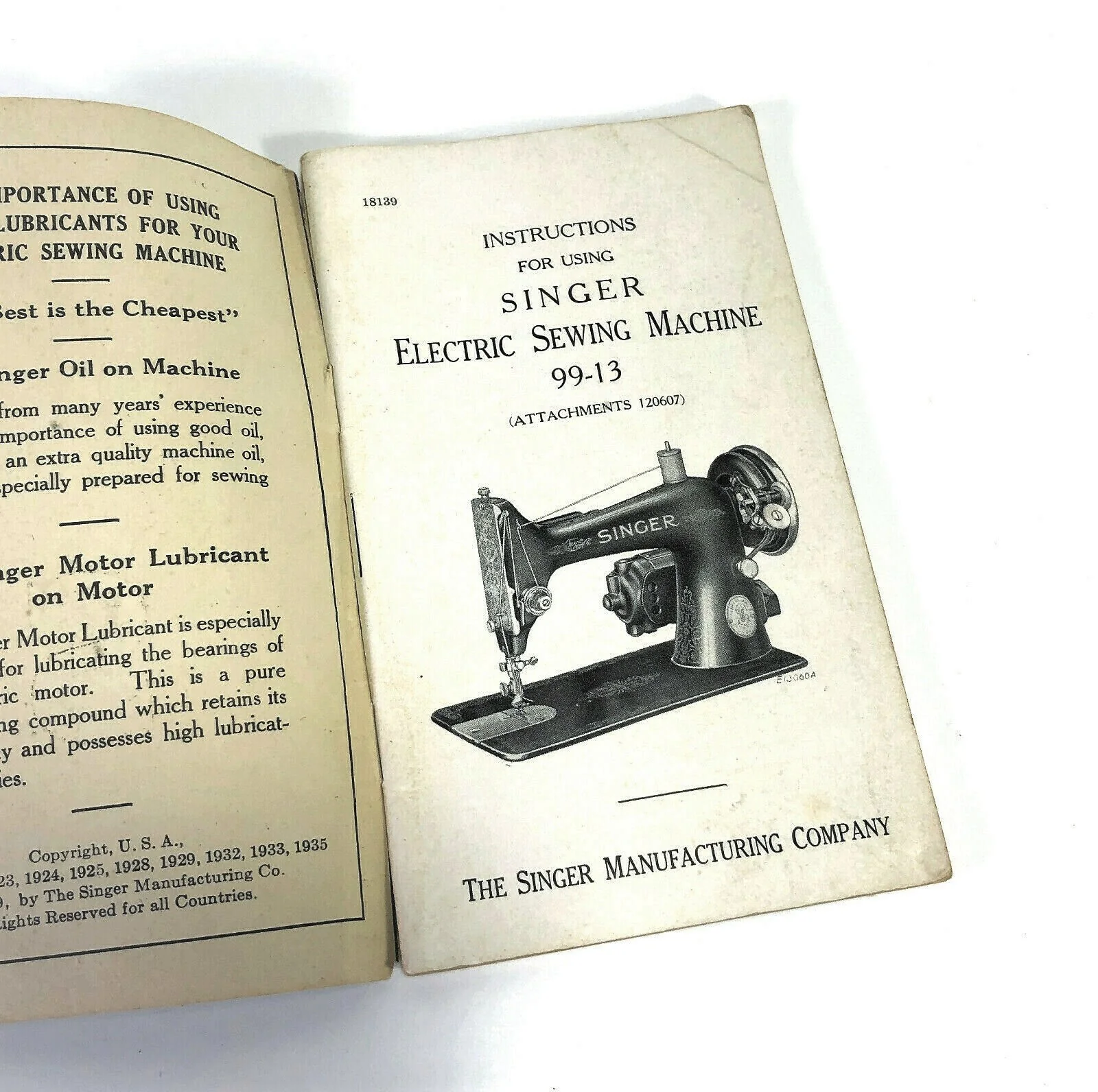 Singer 99-13 99K Sewing Machine Instruction Manual Vintage Original 1939 - Image 2