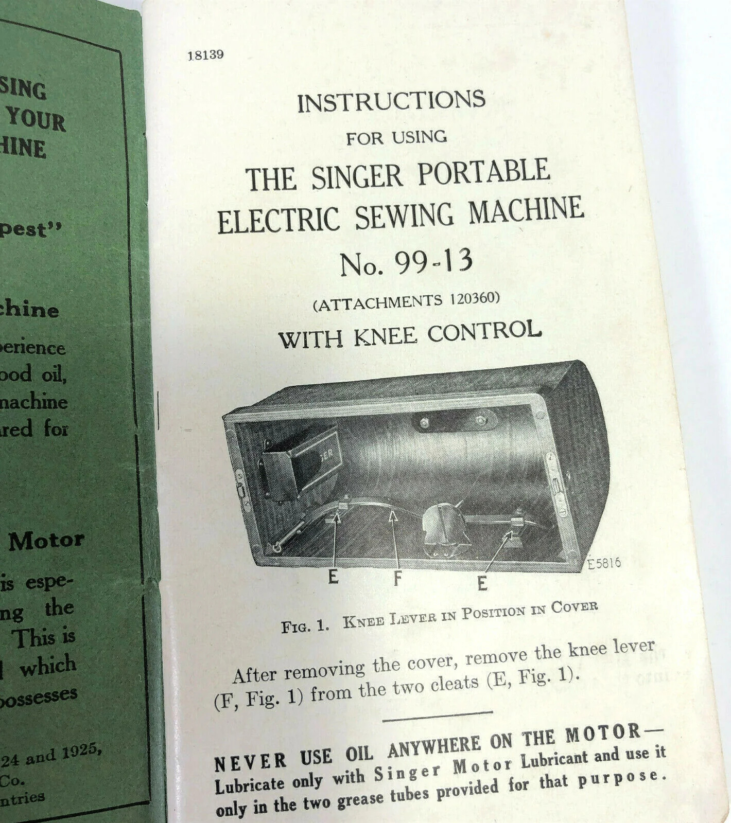 Singer 99-13 Sewing Machine w Knee Lever Instruction Manual Vintage Original 1925 - Image 2