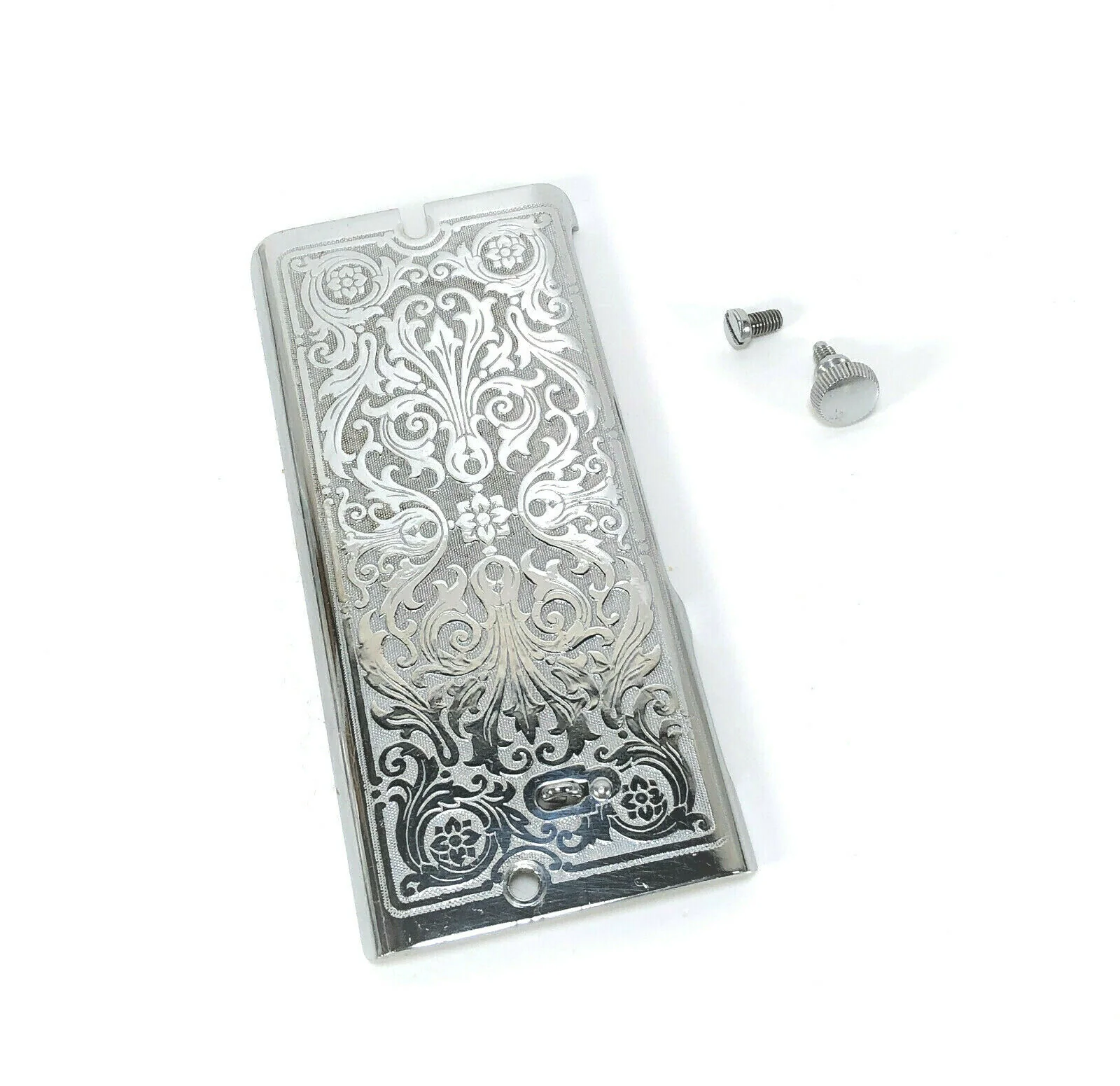 Singer 99 99K Sewing Machine Scroll Faceplate Side Face Plate in Chrome Simanco 33663