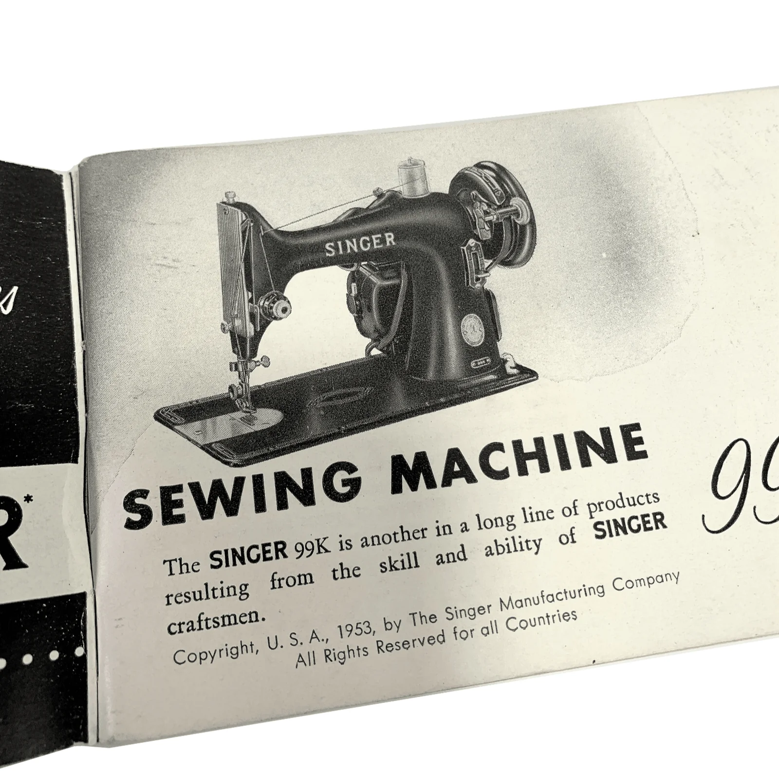 Singer 99K 99-28 Sewing Machine Instruction Manual Vintage Original 1953 - Image 2