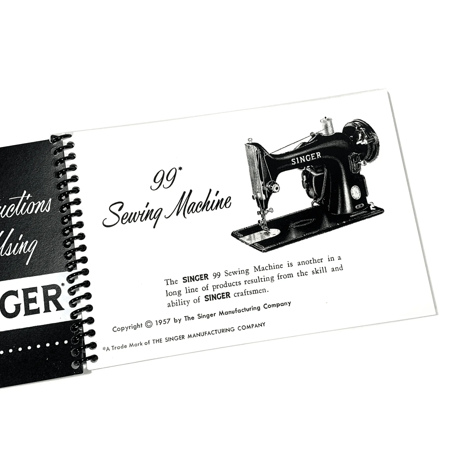 New Singer 99K 99-31 Sewing Machine Instruction Manual Coil Bound - Image 2