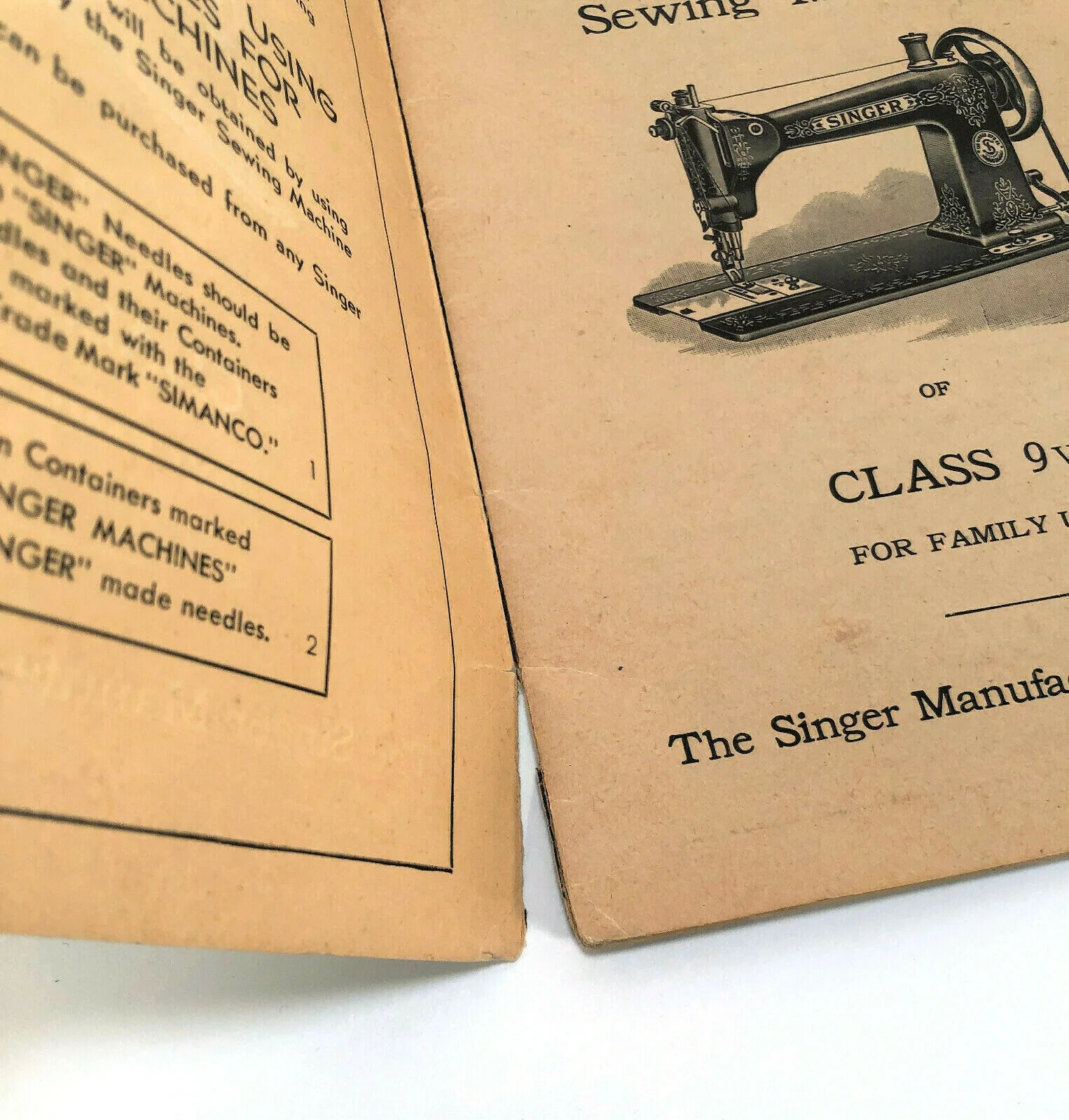 Singer 9W Sewing Machine Instruction Manual Original Booklet - Image 3