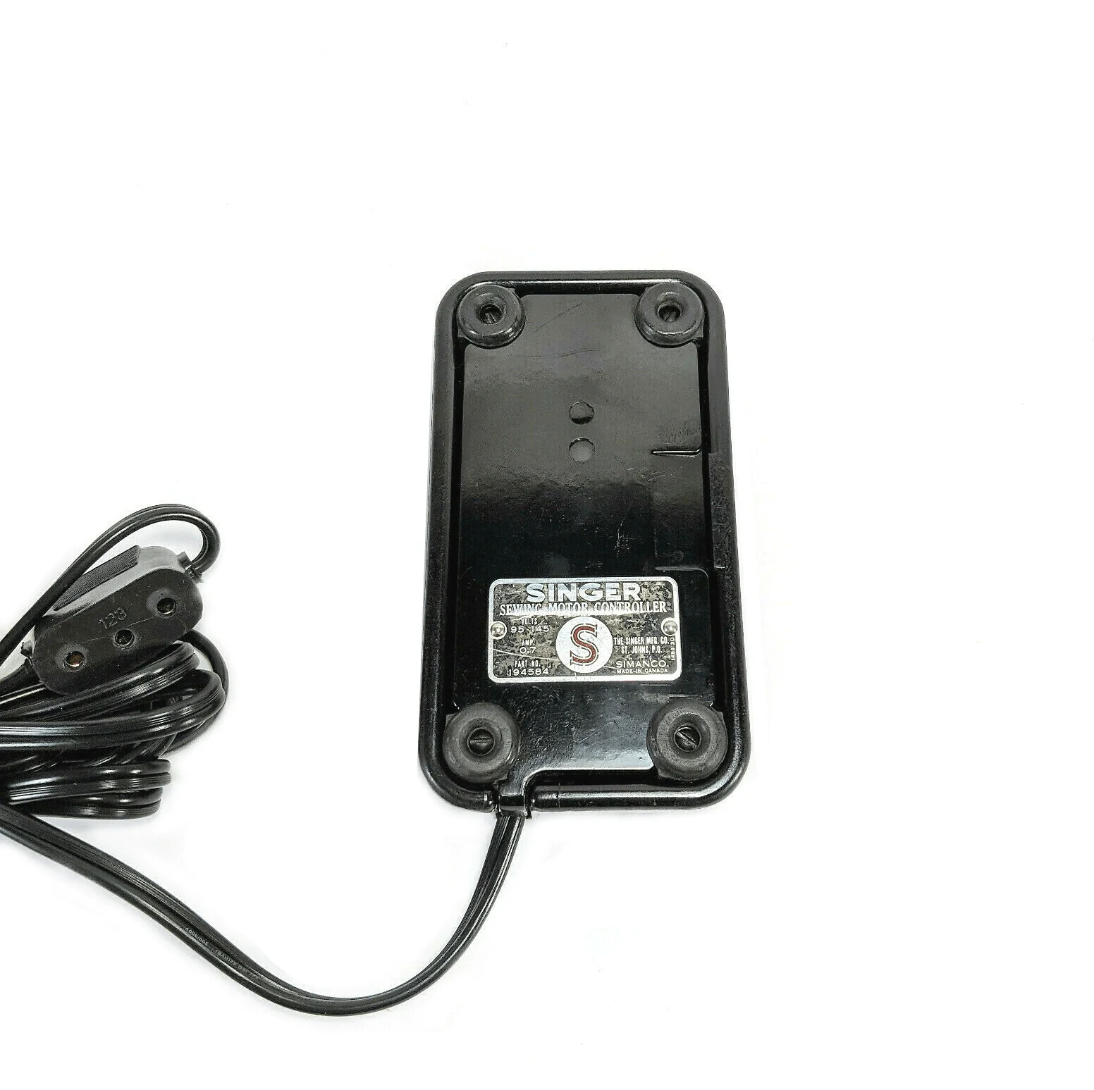 Singer Sewing Machine Bakelite Foot Pedal Speed Controller Simanco 194584 Re-Wired 221 99 15 - Image 4