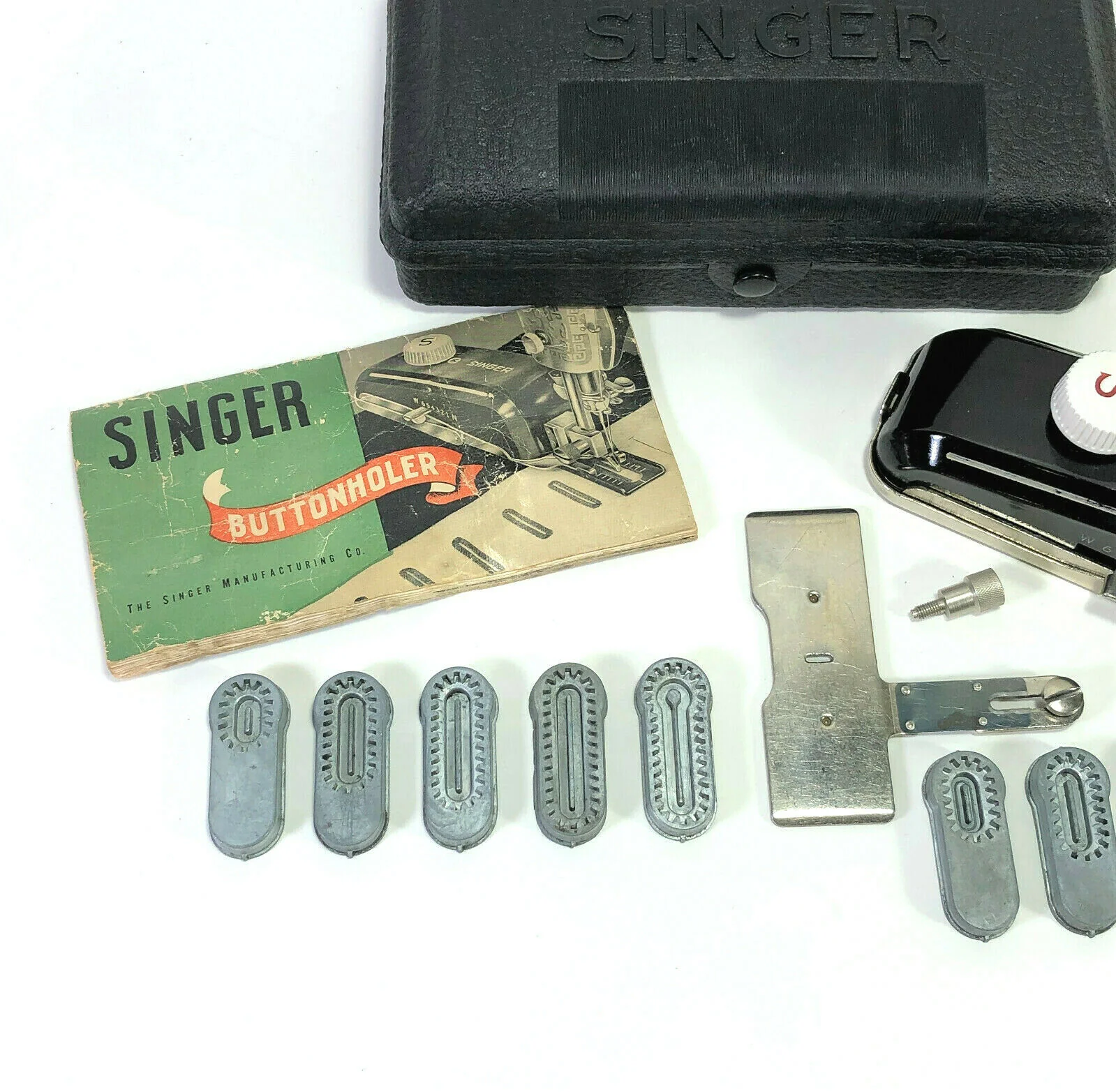 Singer Low Shank Sewing Machine Buttonholer Attachment in Black Case Simanco 160506 - Image 3