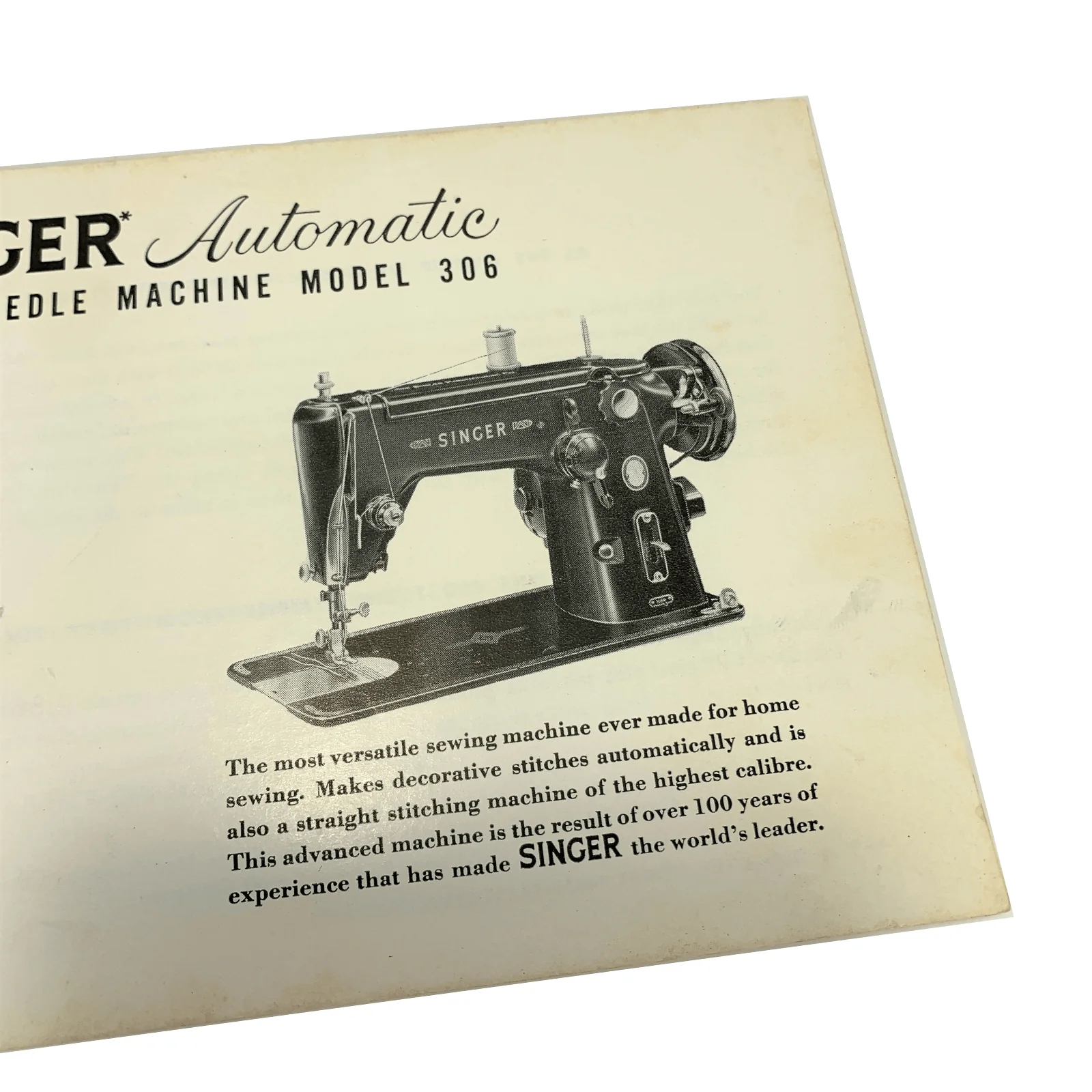 Singer Model 306 306K Sewing Machine Instruction Manual Vintage Original 1954 - Image 2