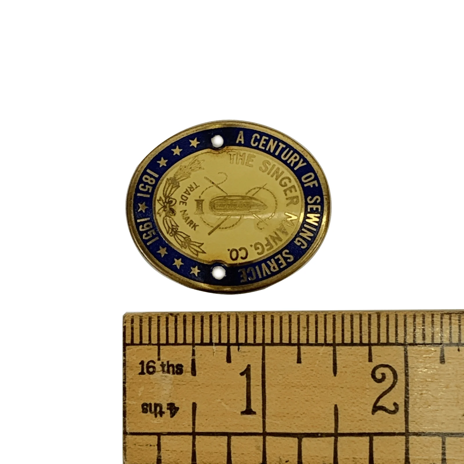 Singer Sewing Machine 1951 Centennial Brass Badge Emblem Medallion 15 66 201 - Image 2