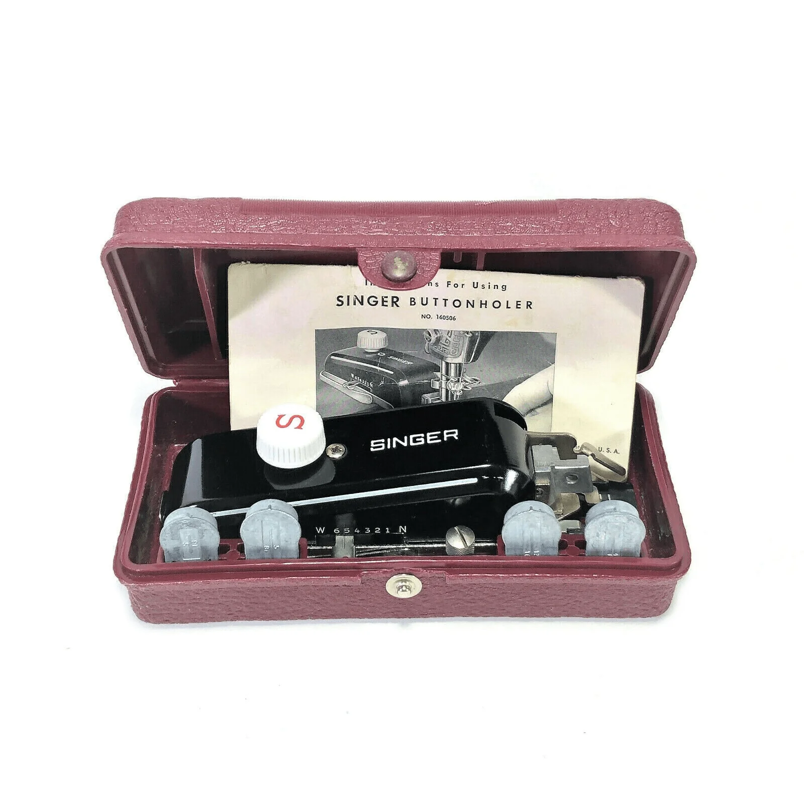 Singer Sewing Machine 301 404 Slant Shank Buttonholer Attachment Set Simanco 160743 - Image 2