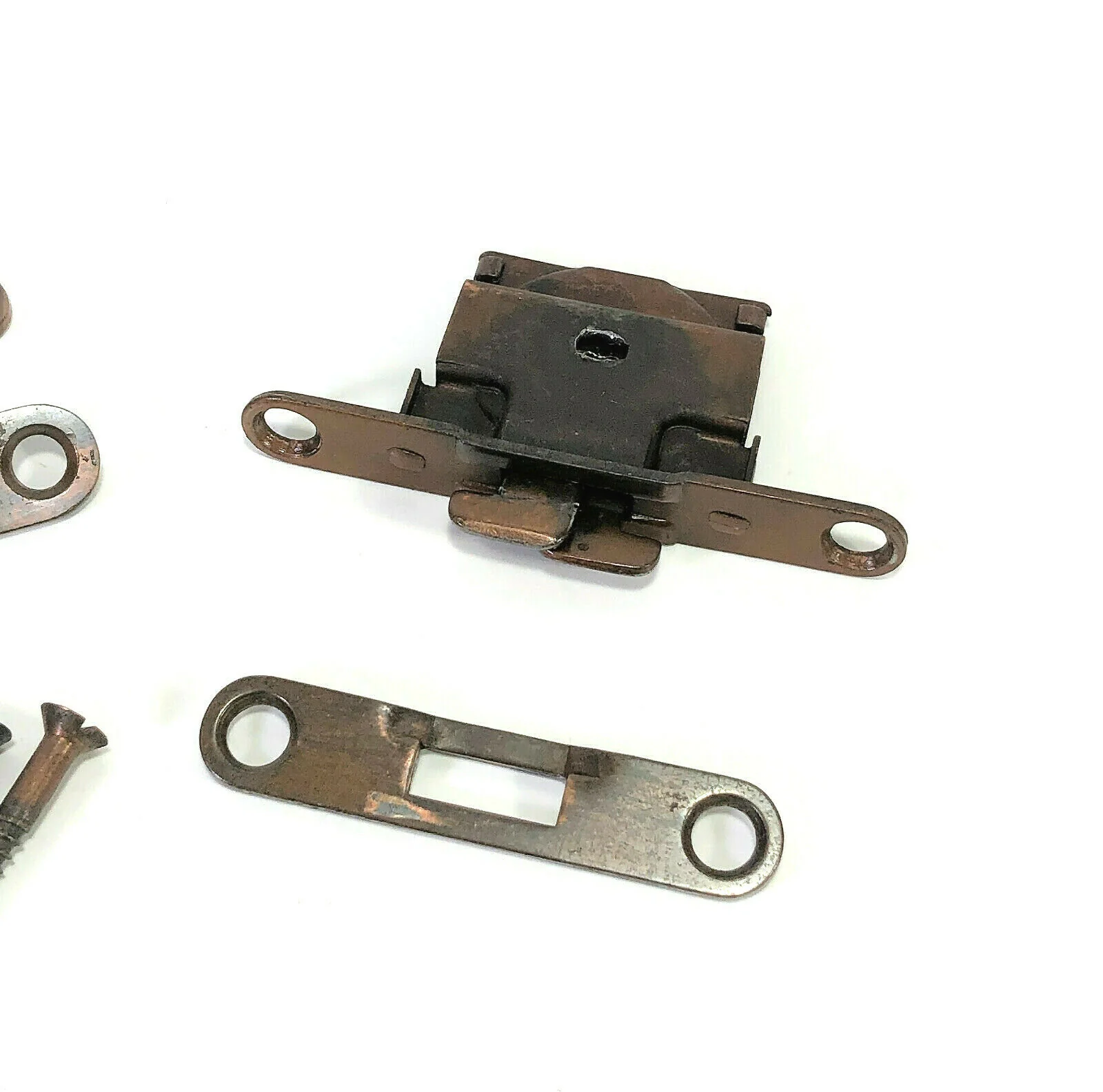 Singer Sewing Machine Bentwood Case Lock and Latch Plate Set in Bronze Copper Simanco - Image 2