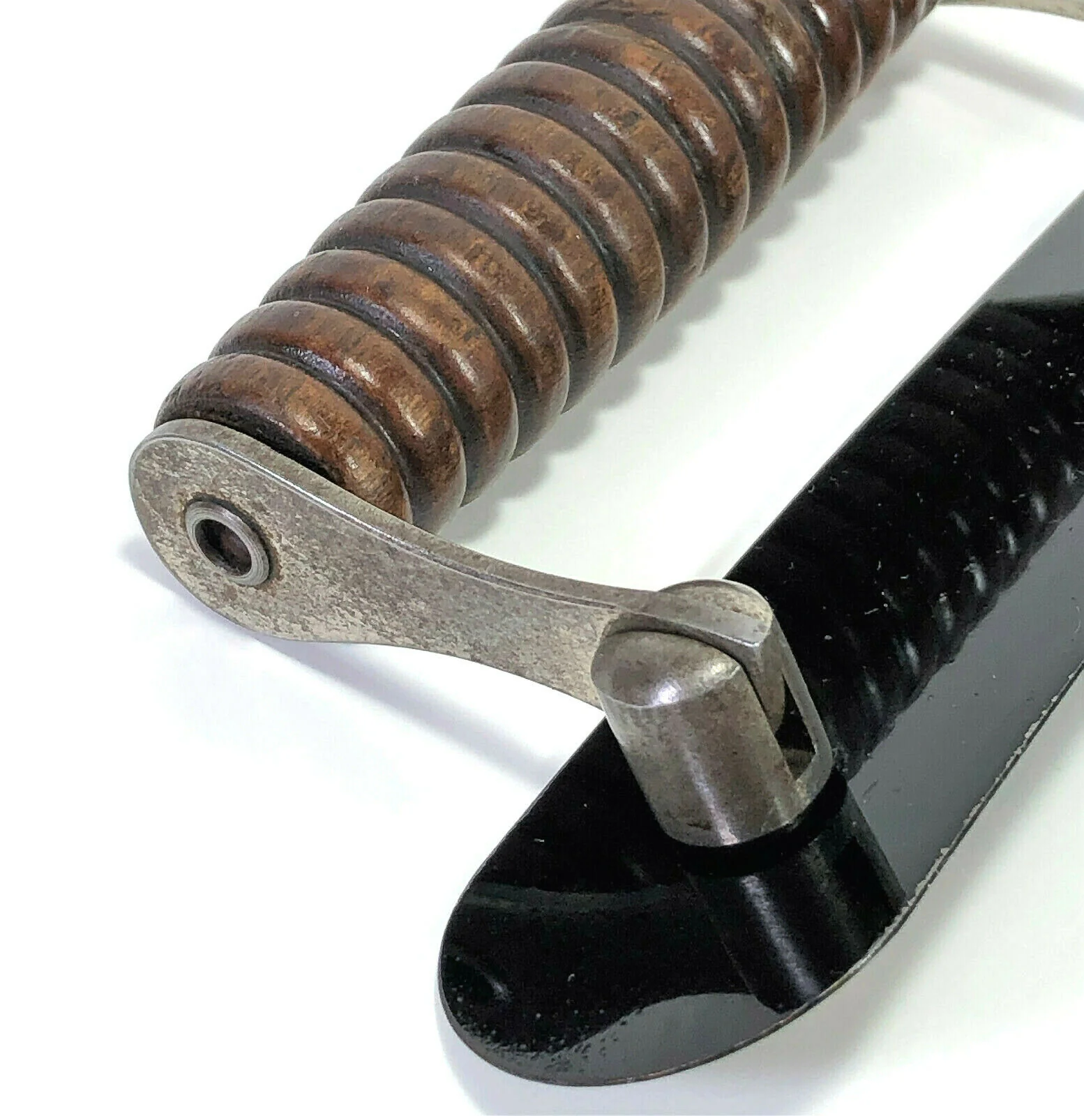 Singer Sewing Machine Early Bentwood Case Ribbed Wood Handle Simanco 28088 - Image 3