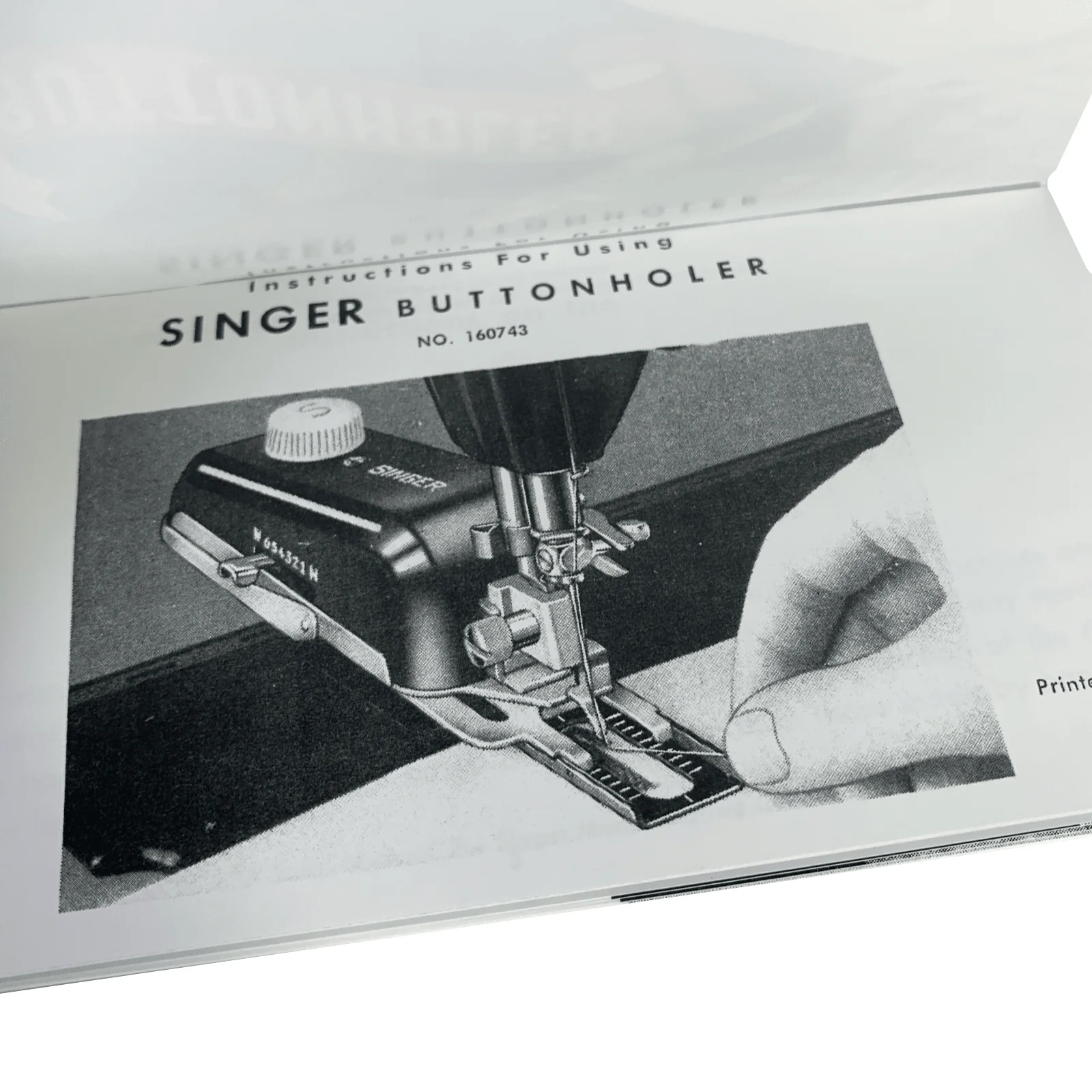 Singer Sewing Machine Buttonholer Attachment Instruction Manual 160506 160743 NEW - Image 2