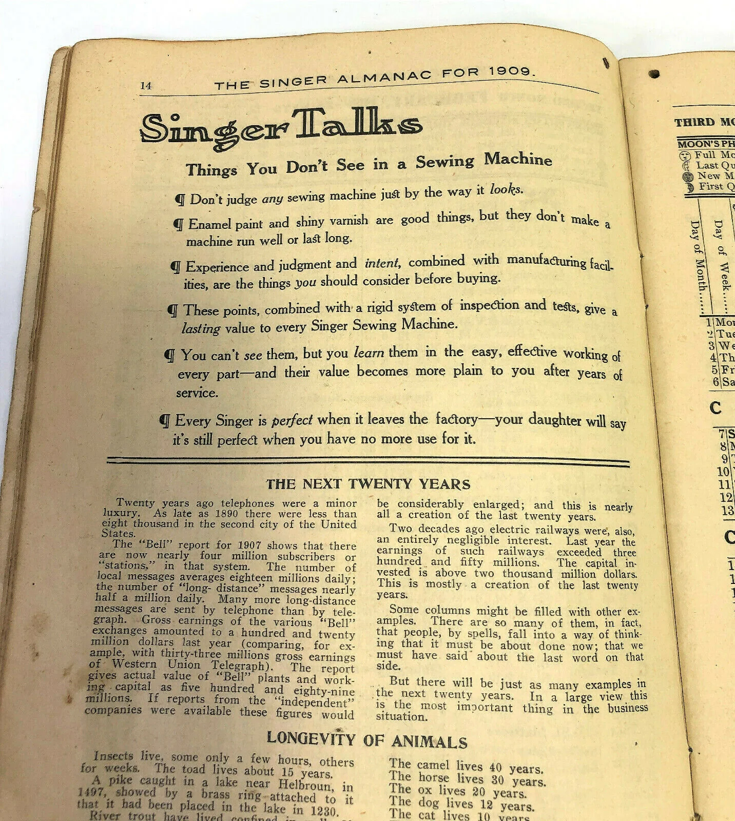 Singer Sewing Machine Co Almanac for 1909 Canada Vintage Original Booklet - Image 5