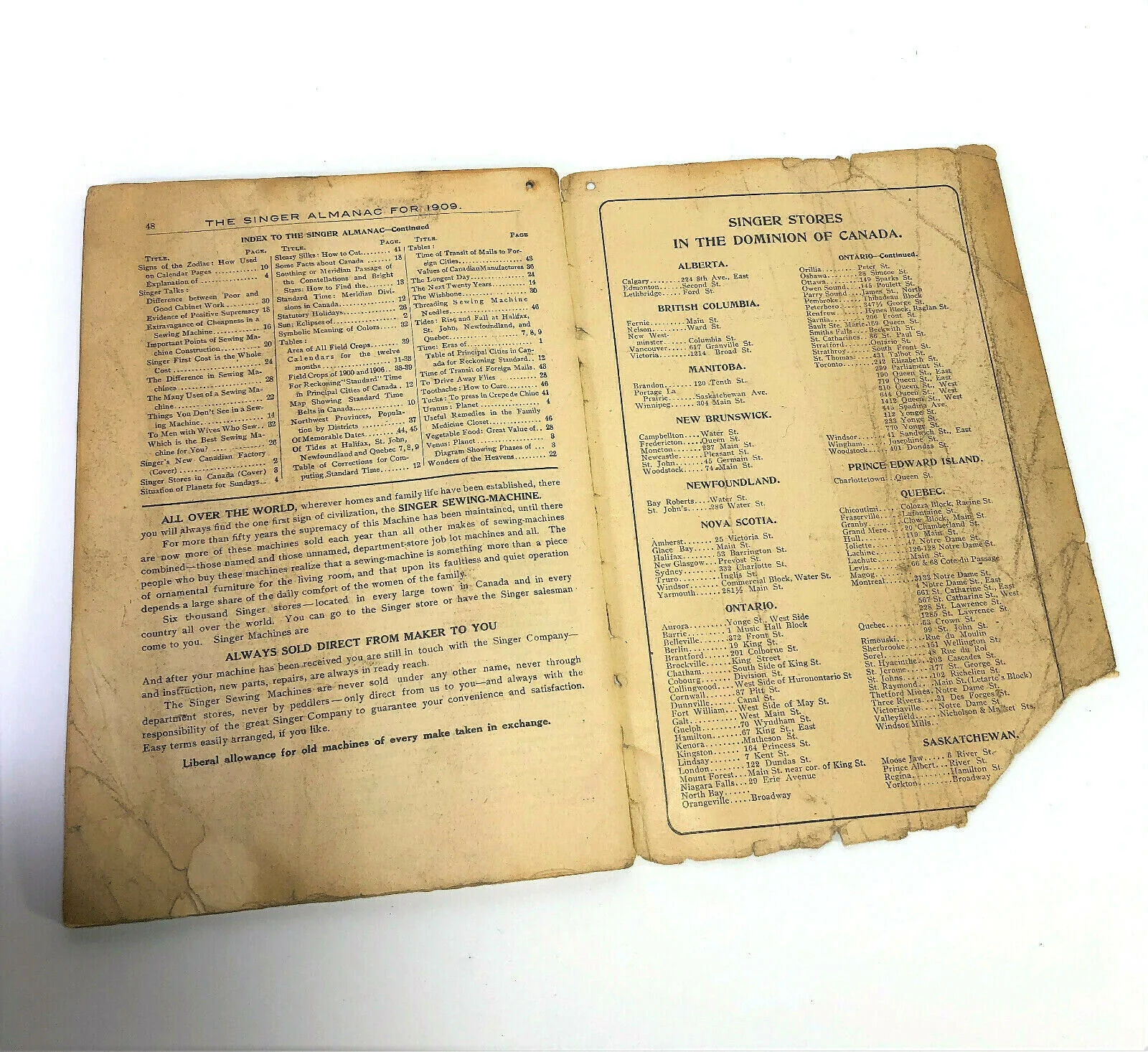 Singer Sewing Machine Co Almanac for 1909 Canada Vintage Original Booklet - Image 8