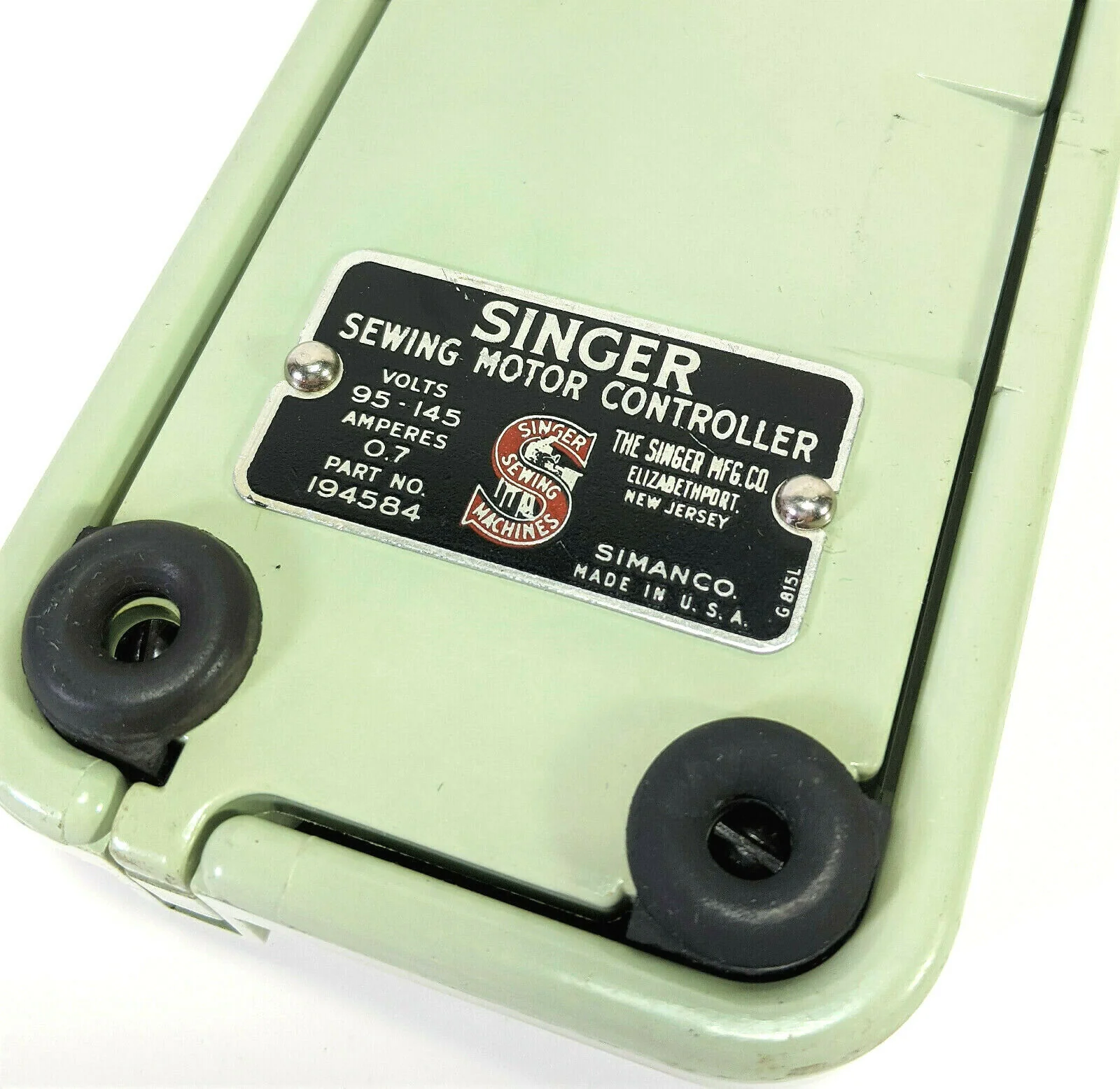 Singer Sewing Machine Mint Green Bakelite Pedal Speed Controller Simanco 194584 - Image 4