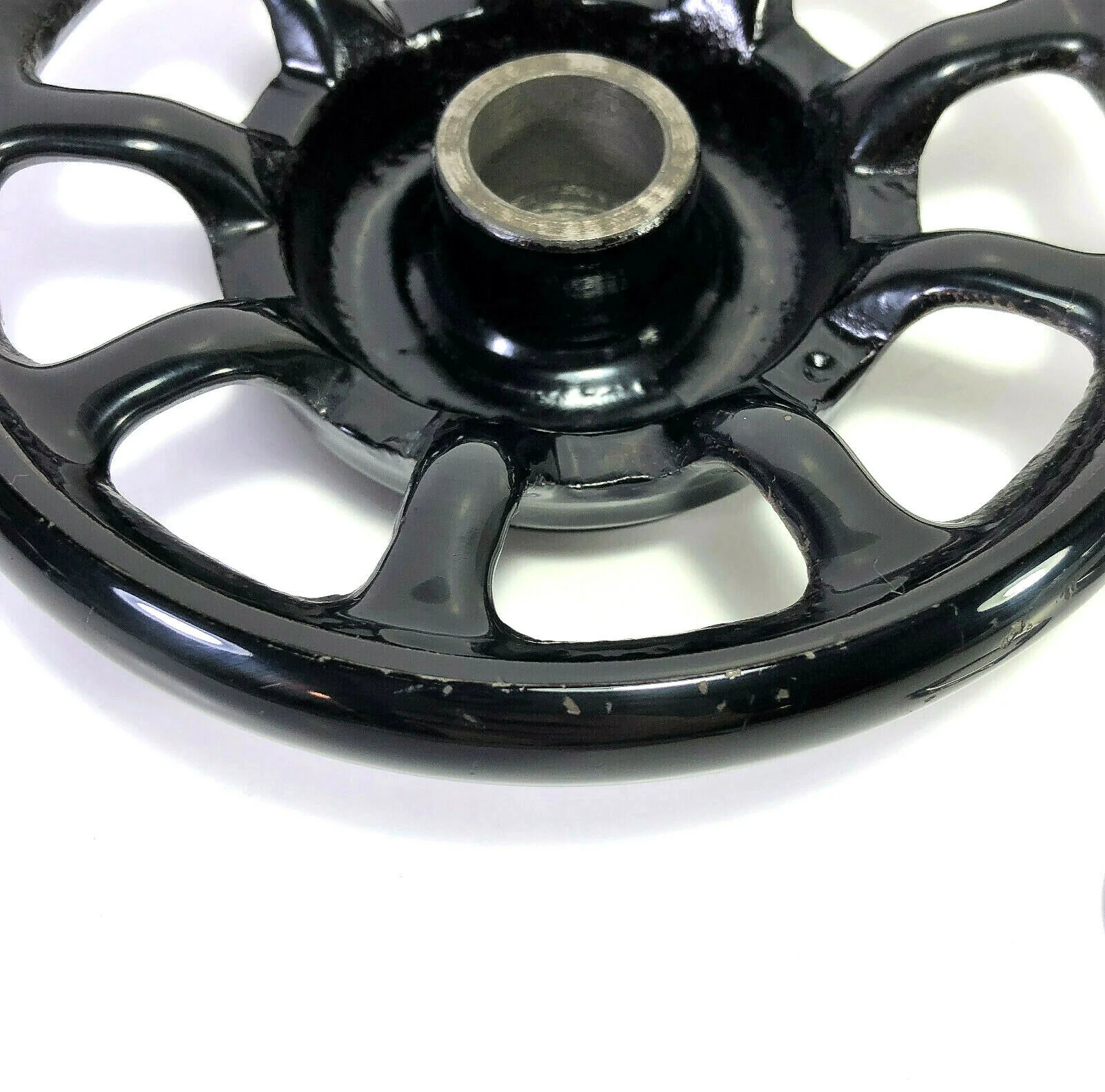Singer Sewing Machine Spoked Balance Hand Wheel w Stop Motion Knob Simanco 15282 Black Rim - Image 2