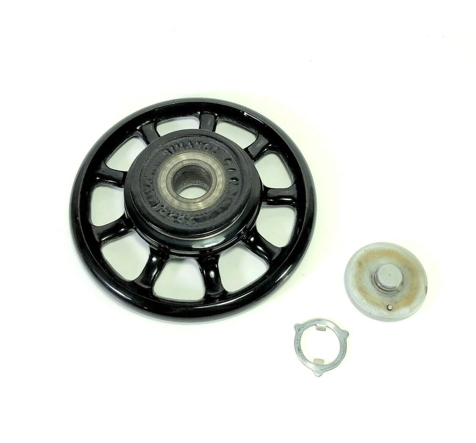 Singer Sewing Machine Spoked Balance Hand Wheel w Stop Motion Knob Simanco 15282 Black Rim - Image 3