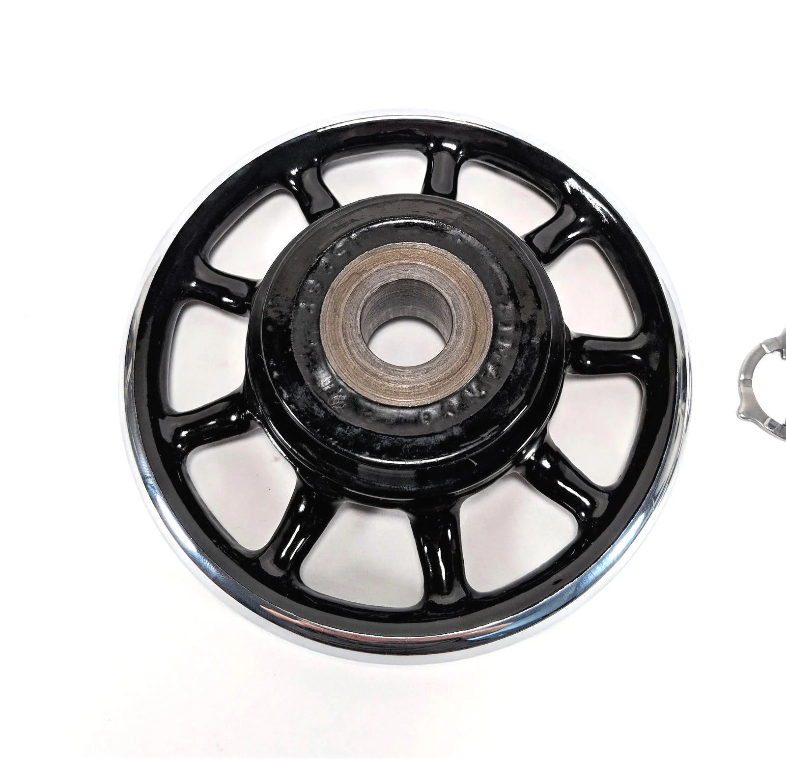 Singer Sewing Machine Spoked Chrome Rim Balance Hand Wheel w Stop Motion Knob Simanco 15282 - Image 4