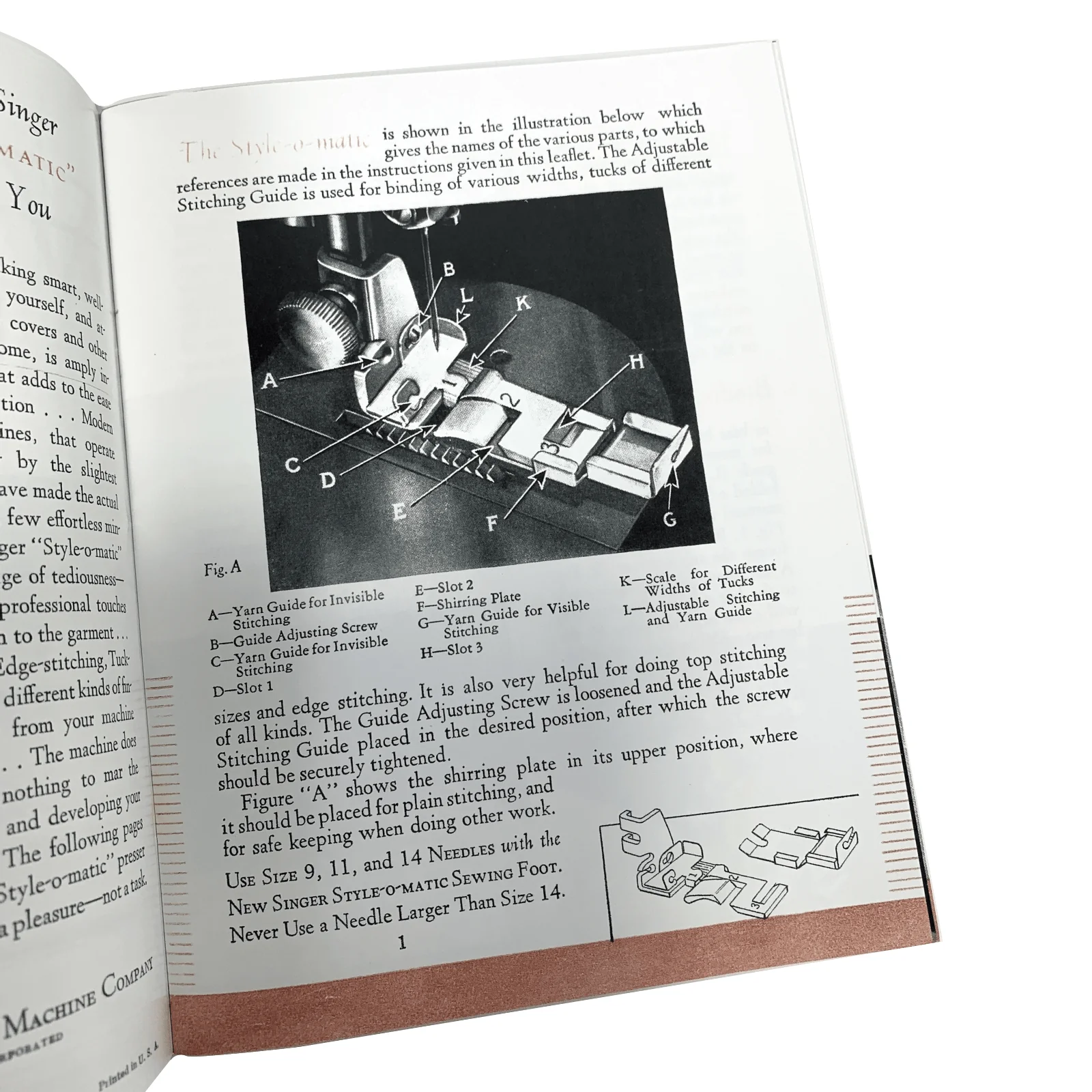 Singer Sewing Machine Style-O-Mactic Attachment Instruction Manual New Reproduction - Image 2