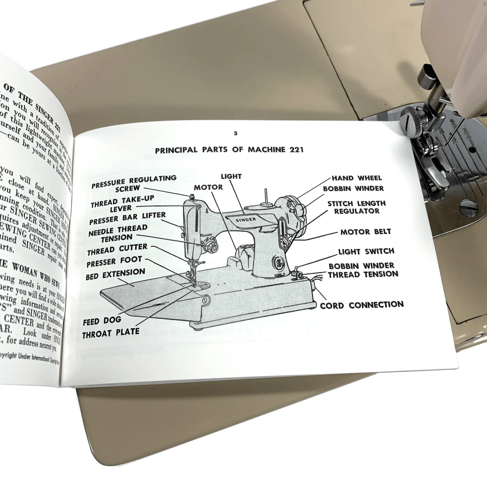 Singer Tan 221 Featherweight Sewing Machine Instruction Manual New Reproduction - Image 3