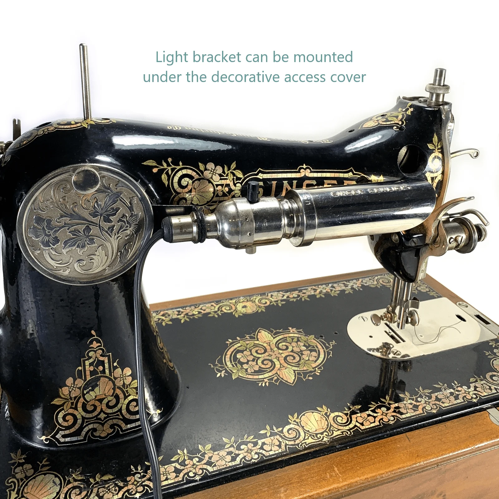 Singer Treadle or Hand Crank Sewing Machine Nickel Singerlight Work Light - Image 2