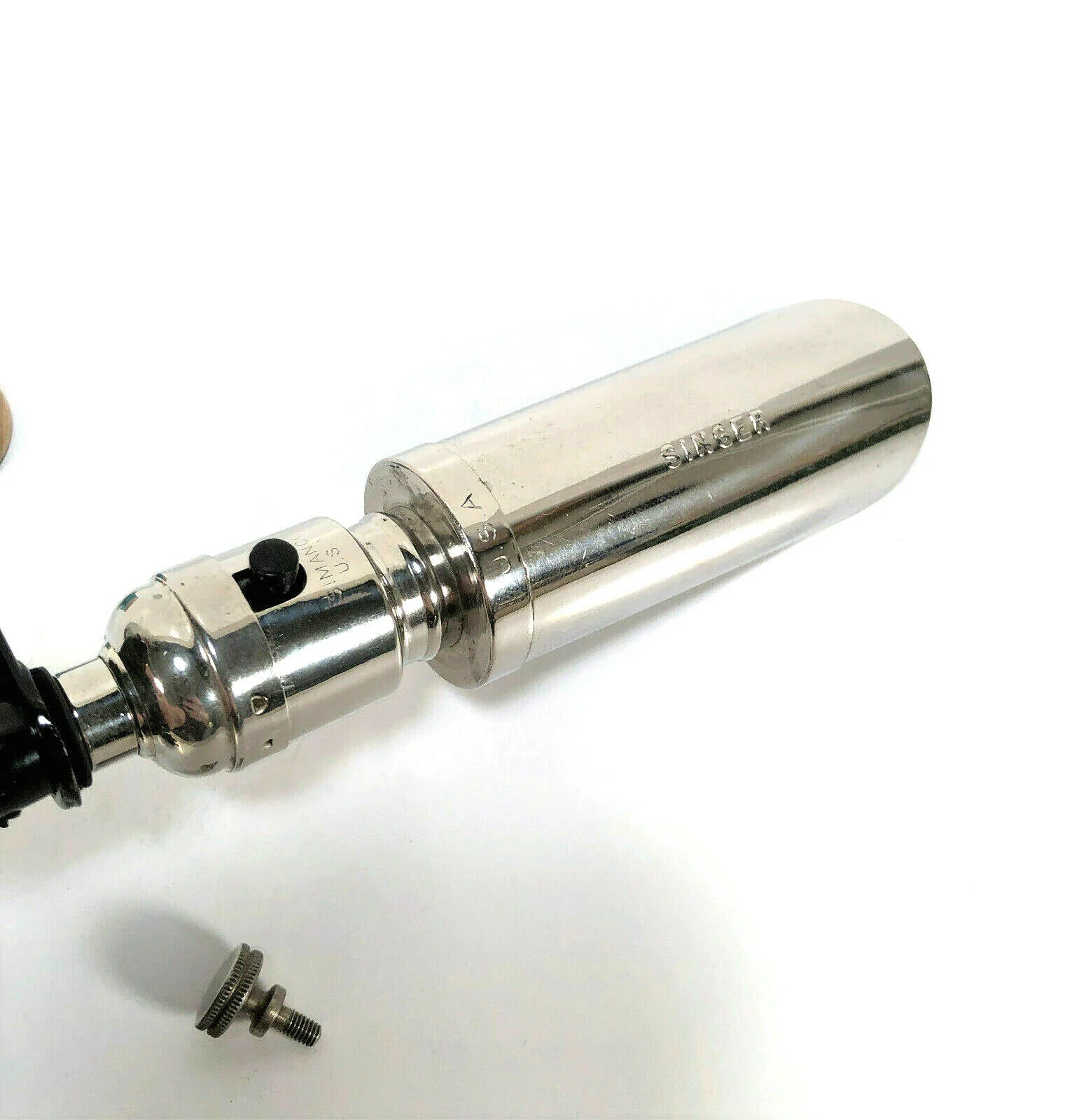 Singer Treadle Sewing Machine Work Light Lamp Nickel Plate Original Simanco Part - Image 3