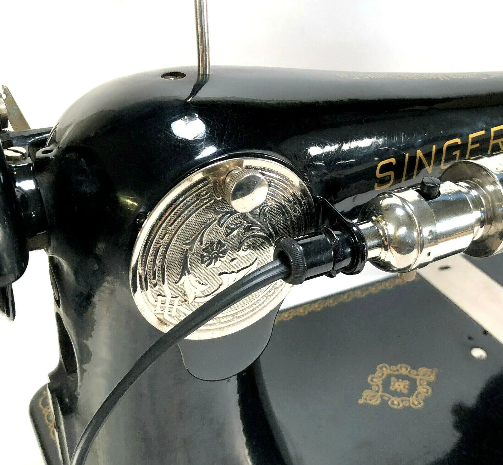 Singer Treadle Sewing Machine Work Light Lamp Nickel Plate Original Simanco Part - Image 8