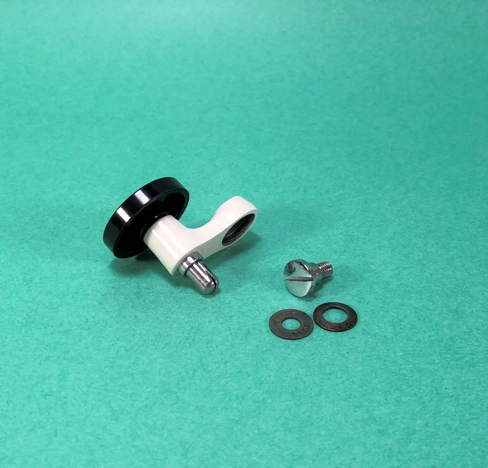 Singer White 221K Featherweight Sewing Machine Bobbin Winder with Chrome Screw - Image 3