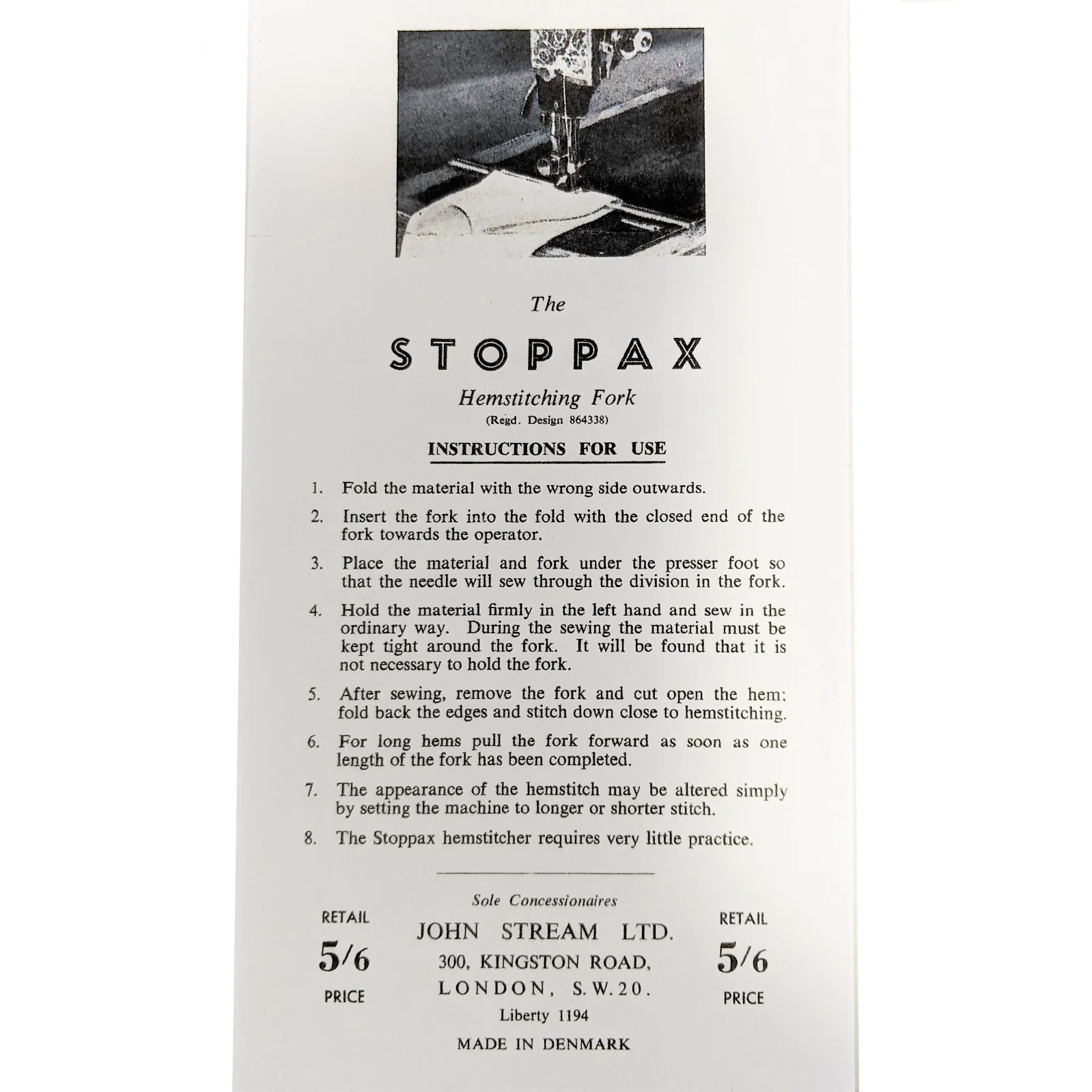 Rare Stoppax Hemstitching Fork Vintage Sewing Machine Accessory - Image 4