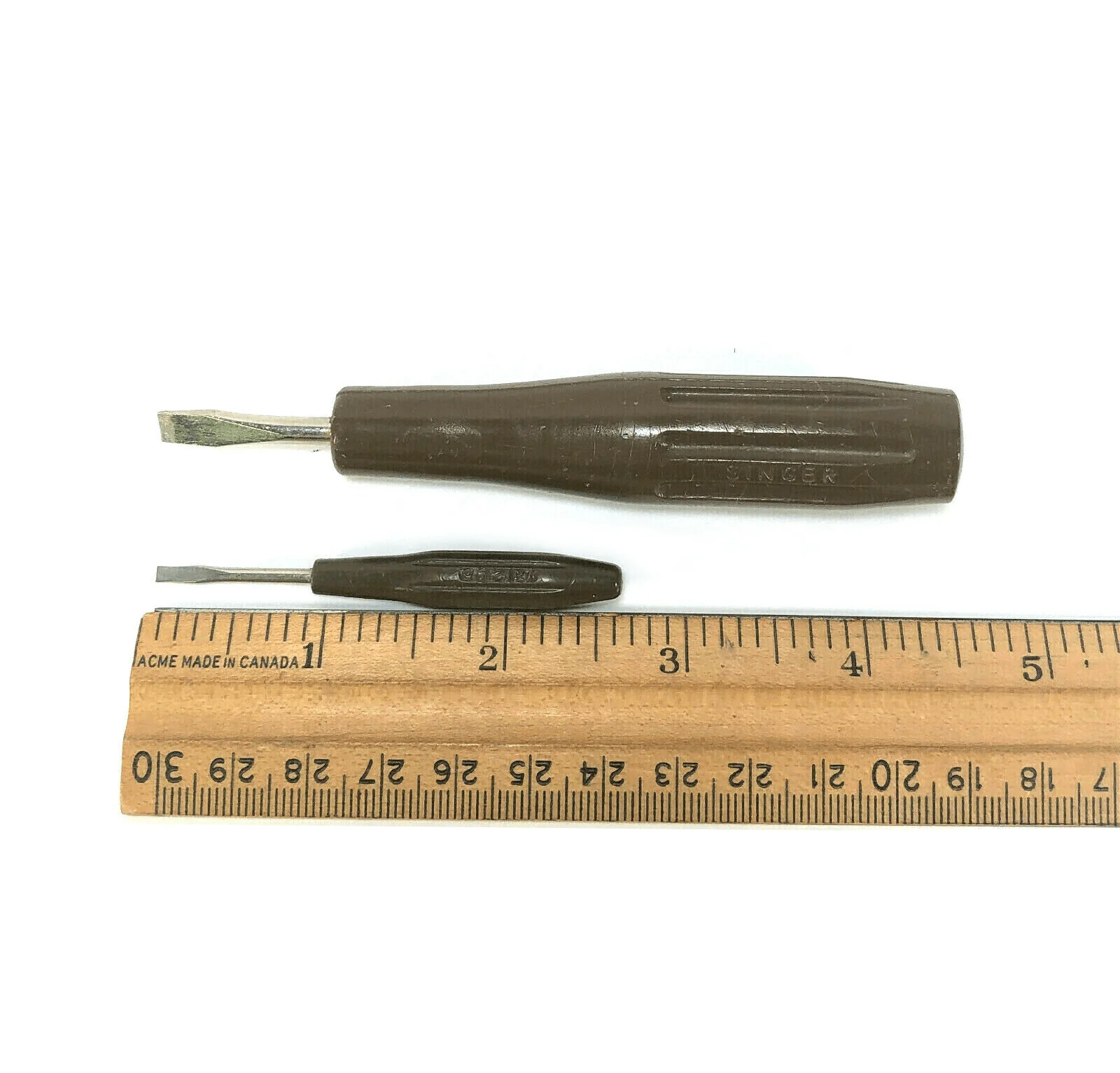 Vintage 60s Singer Sewing Machine Brown Handle Screwdriver Set Simanco 161294 161295 - Image 3