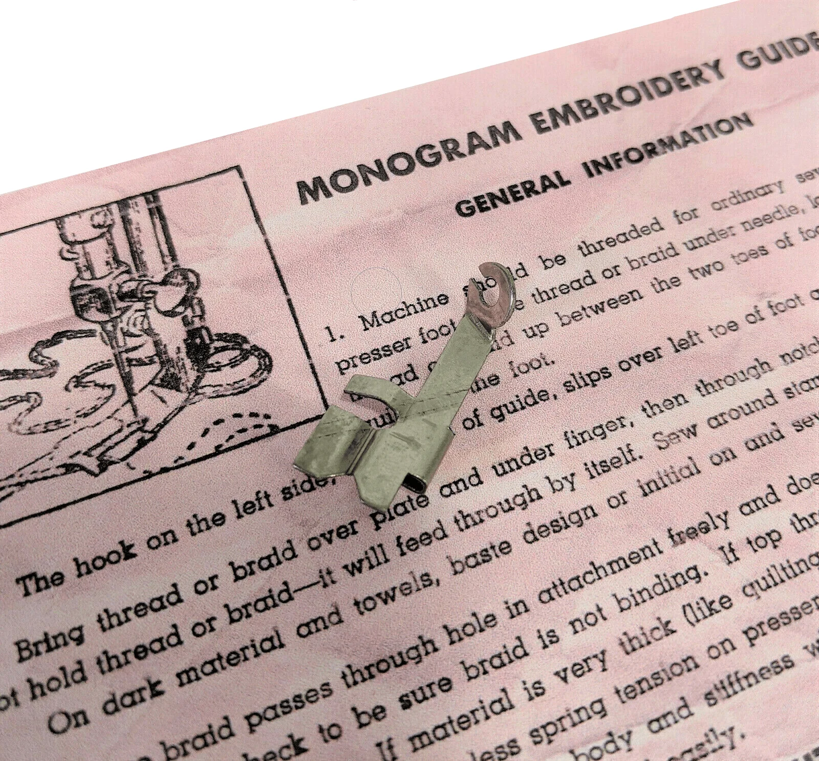 Vintage Sewing Machine Monogram Embroidery Braiding Guide Attachment