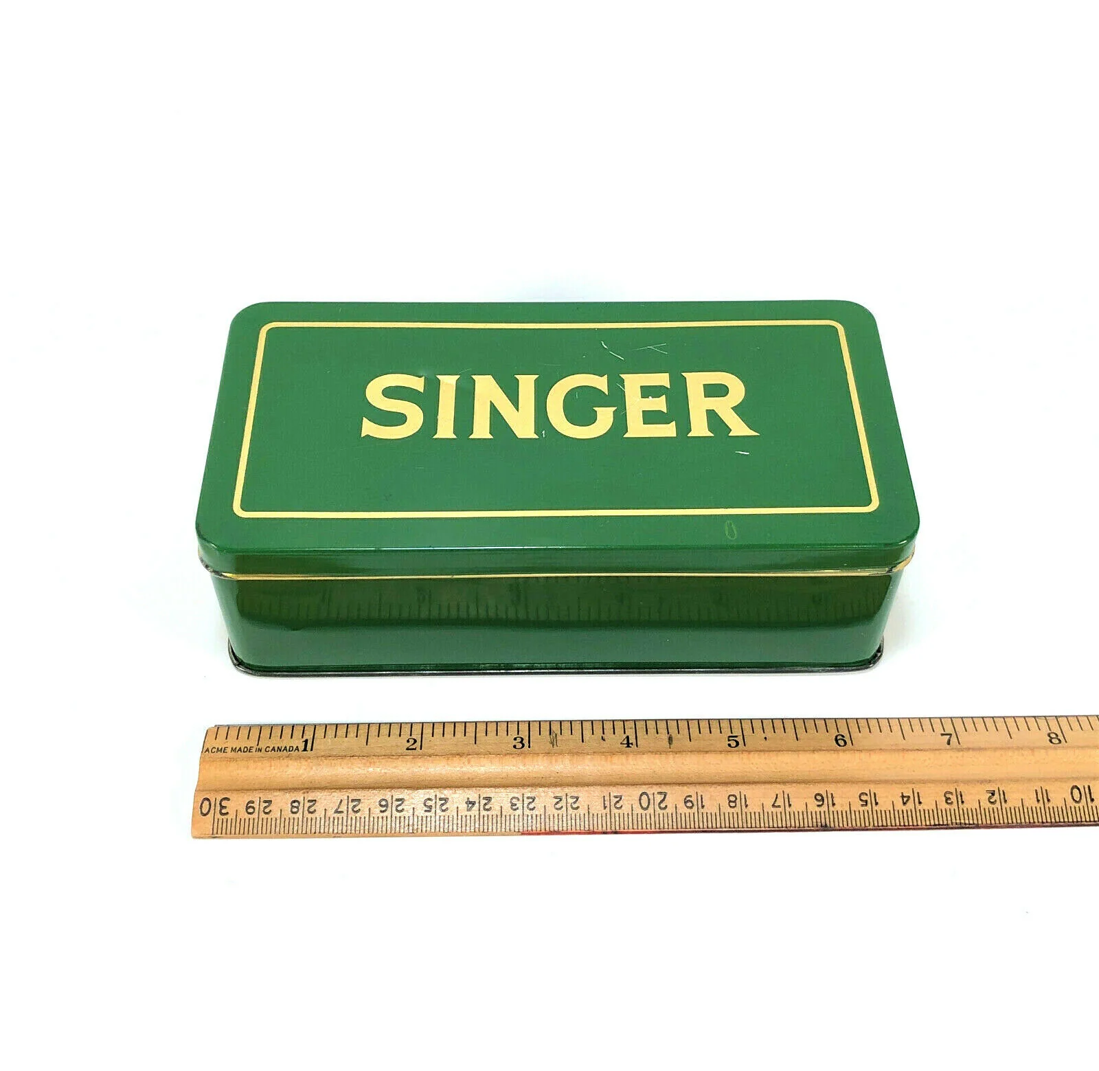 Vintage Singer Green Tin Attachment Accessory Case Simanco Original - Image 4