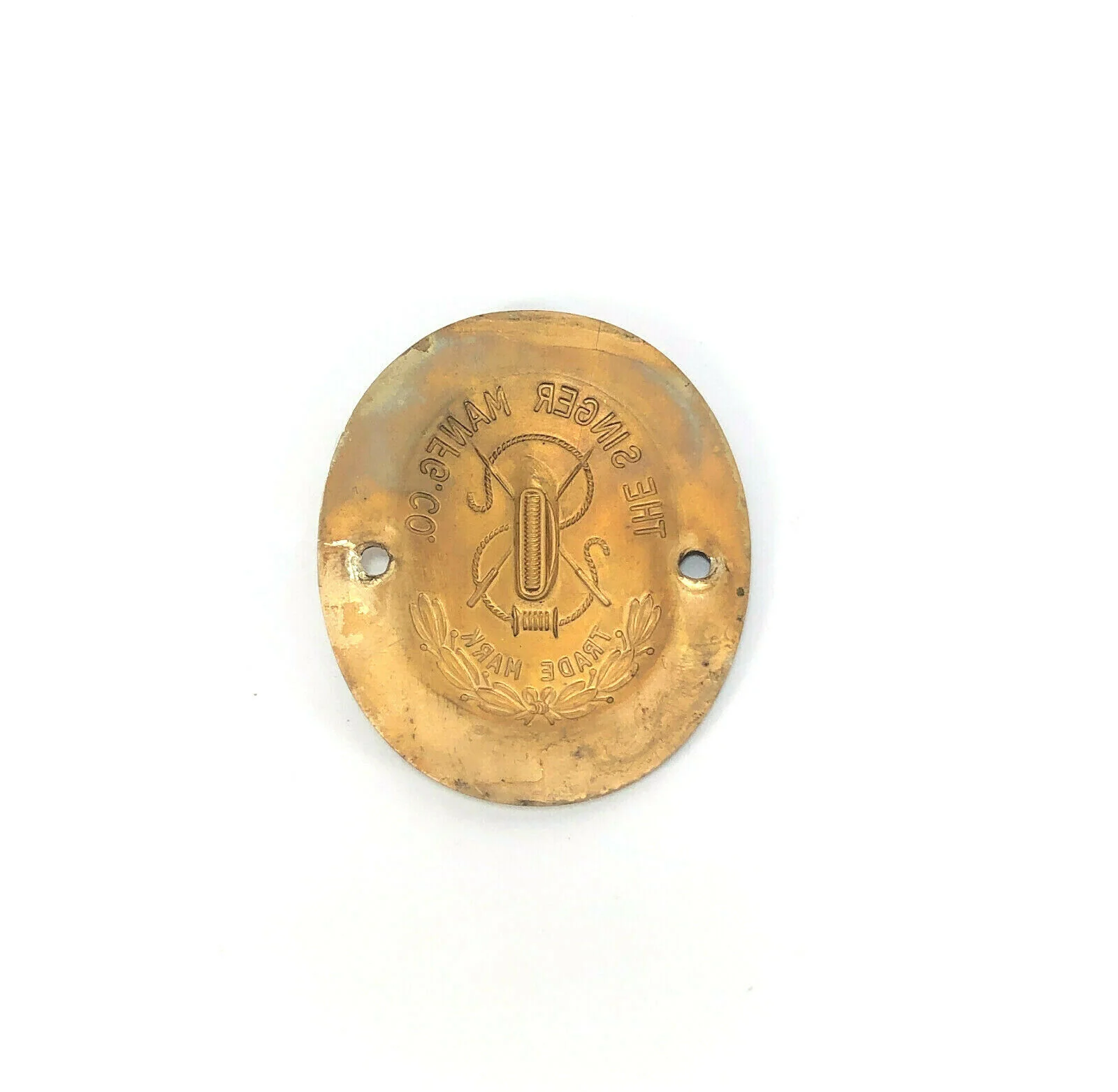 Vintage Singer Sewing Machine Brass Badge Emblem Medallion Large with Black Rim - Image 2