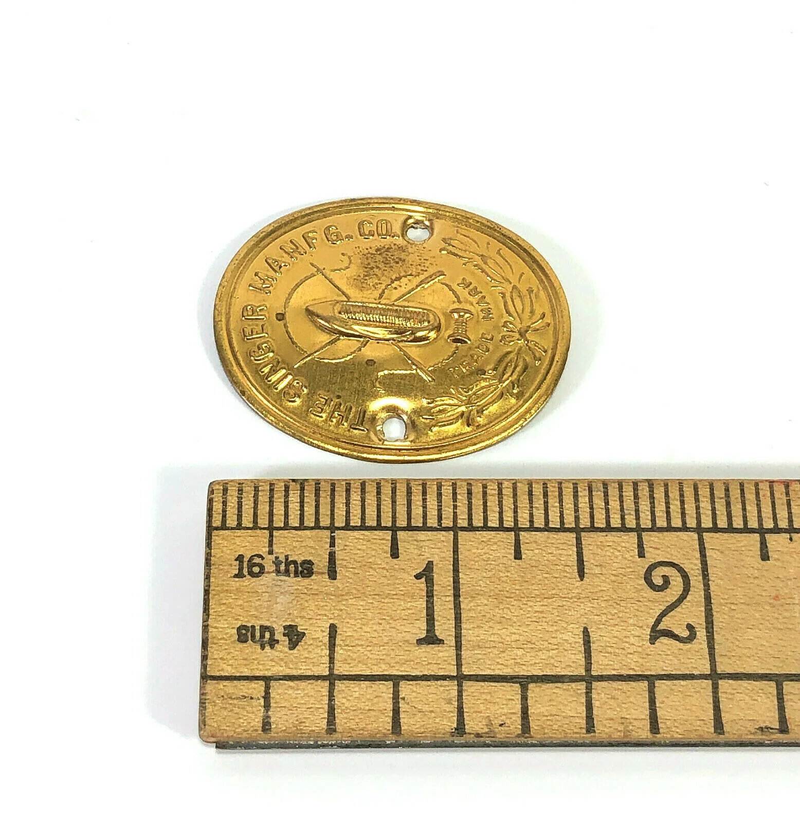 Vintage Singer Sewing Machine Brass Badge Emblem Medallion Large Full Size - Image 3