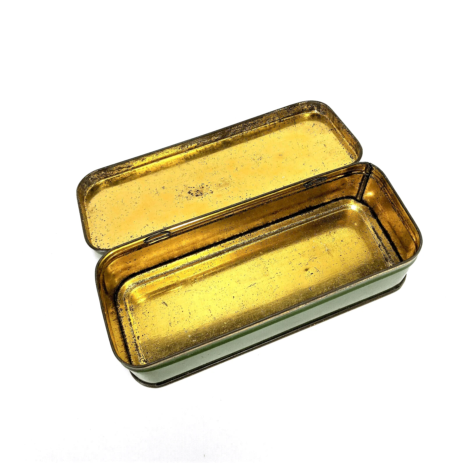 Vintage Singer Sewing Machine Green Tin Attachment Accessory Case Original Simanco - Image 4